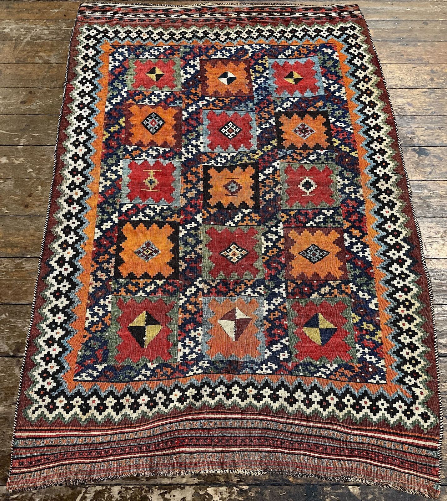 Antique Qashqai Kilim 2.30m X 1.59m photo Textiles