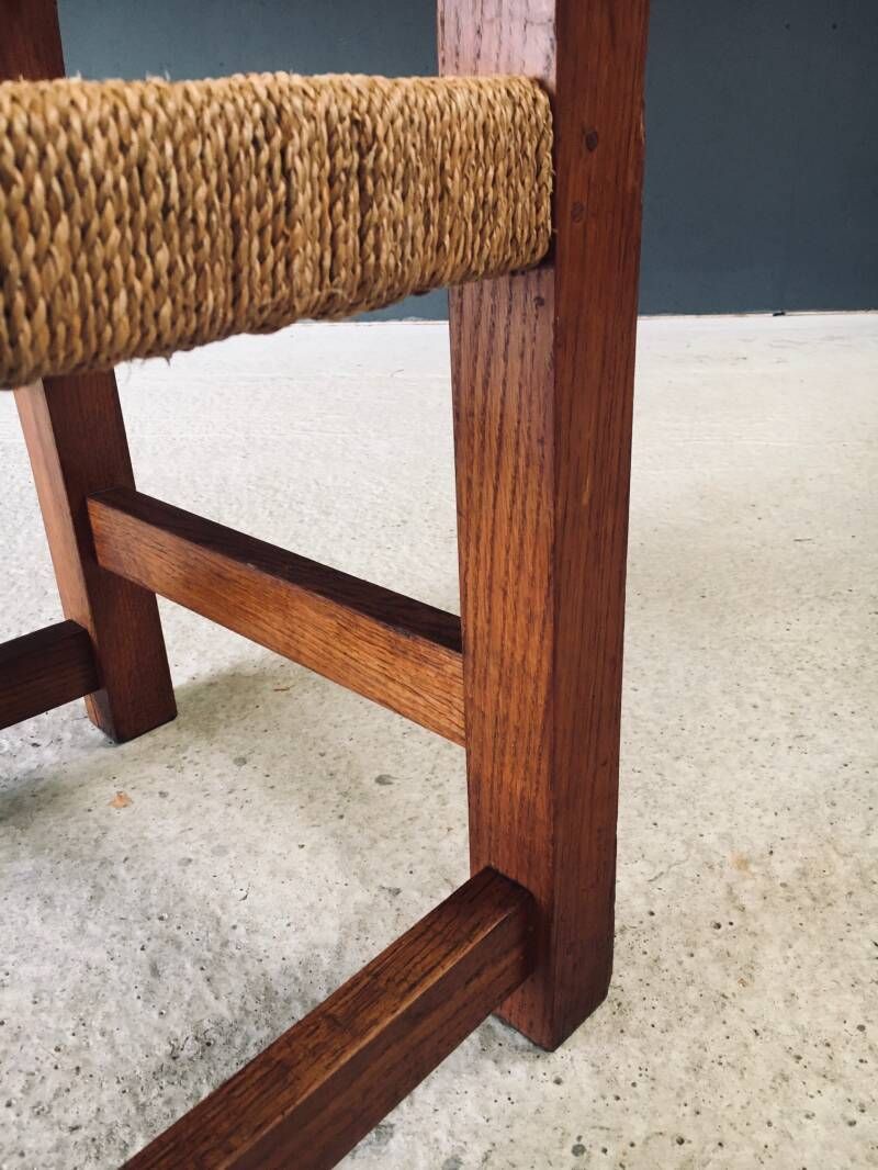 photo buy Travail Populaire Oak & Rope Side Chair, Belgium 1950's