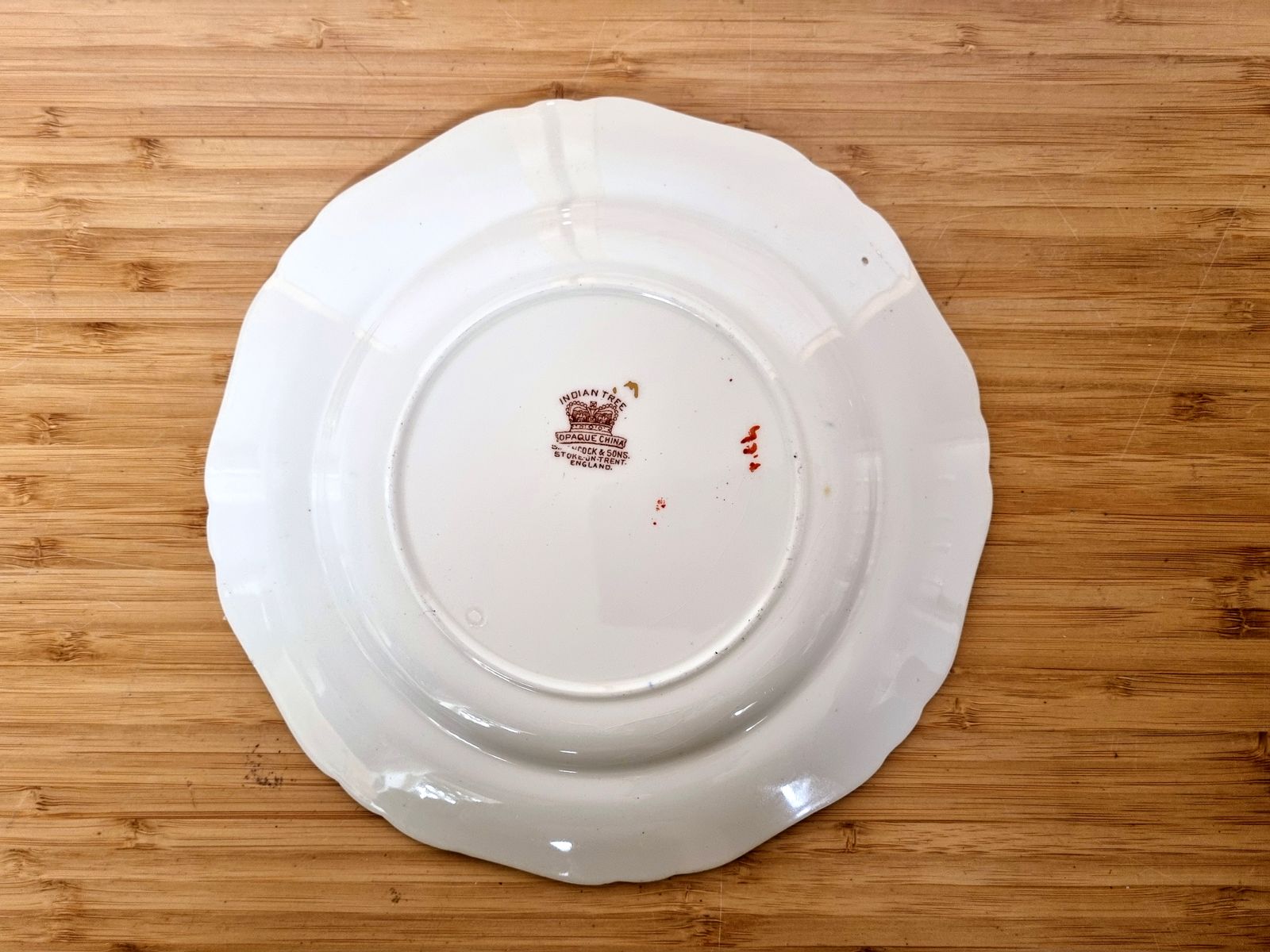 Rare Indian Tree Plate, Hancock & Sons England, Victorian 1800s, Opaque China, Scalloped Edge, Gilt Trim photo buy