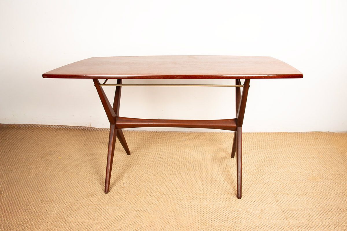 Vintage Adjustable Scandinavian, Dining And Coffee Table, In Teak By Frederik Kayser For Gustav Bahus Norway 1960. photo for sale