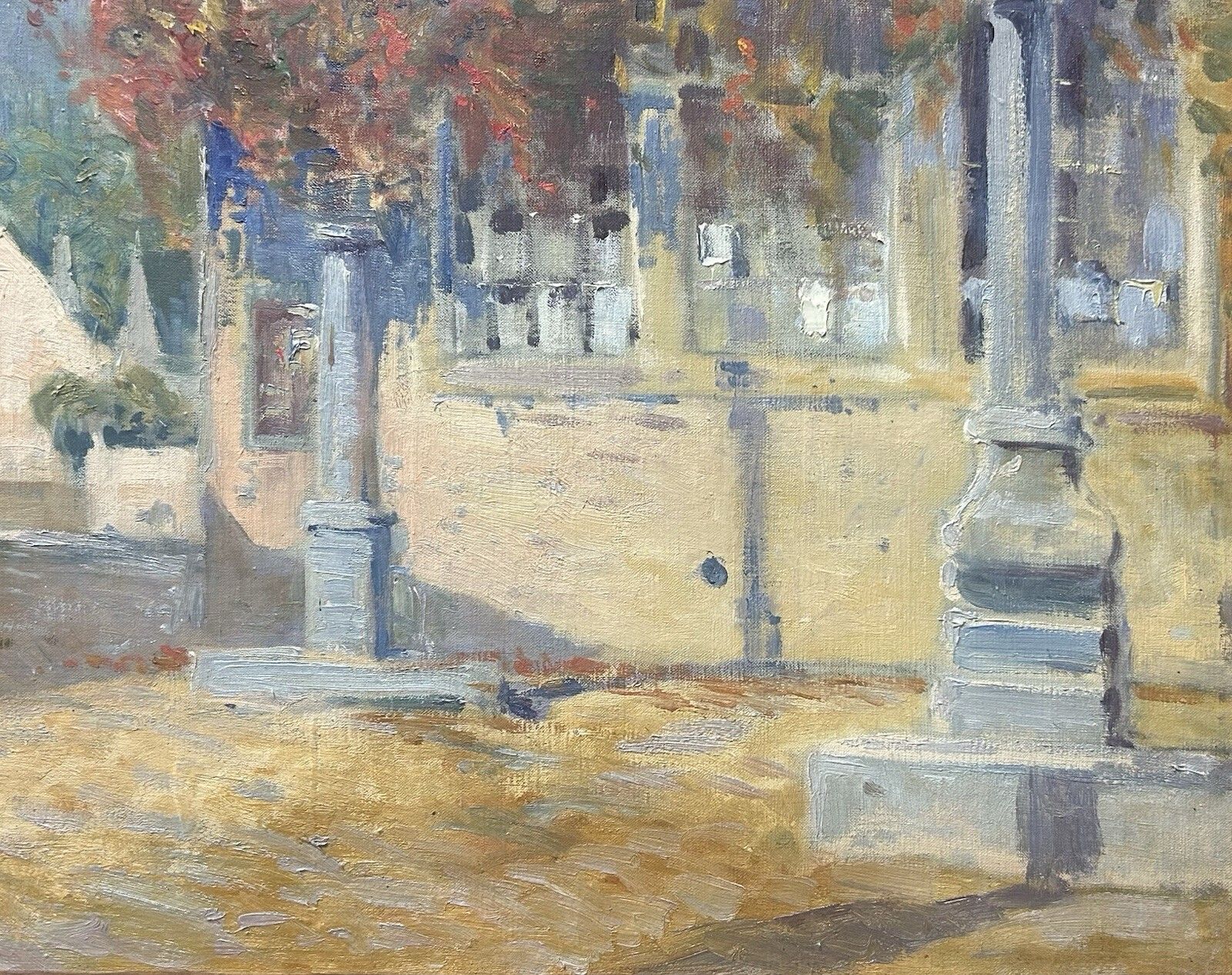 Framed Antique Impressionist Oil Painting – Town Scene, Architecture, Cityscape photo 5700.0