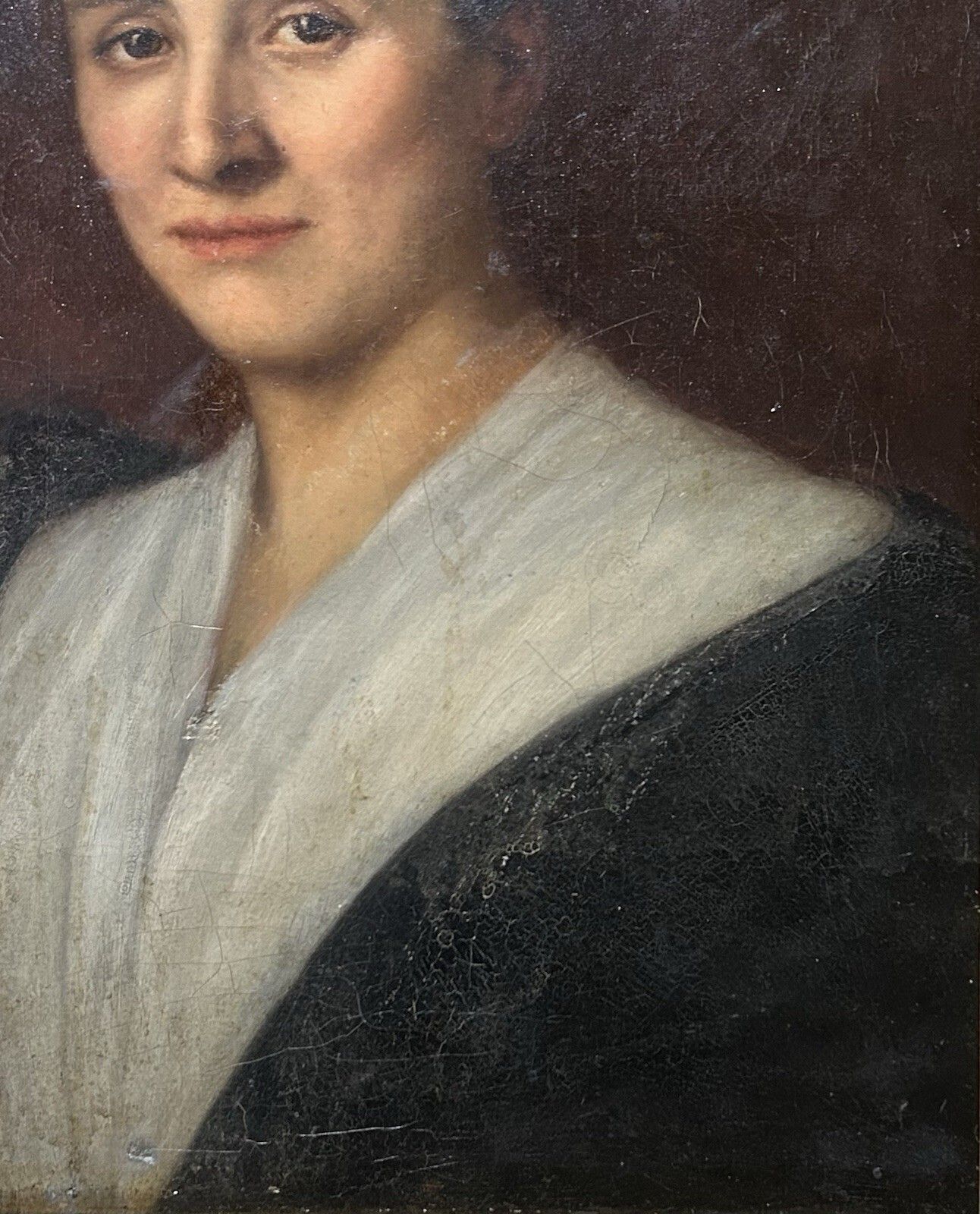 Antiek Olieverfschilderij Op Doek, Ca. 1830–1850 – Portret Van Een Vrouw photo for sale