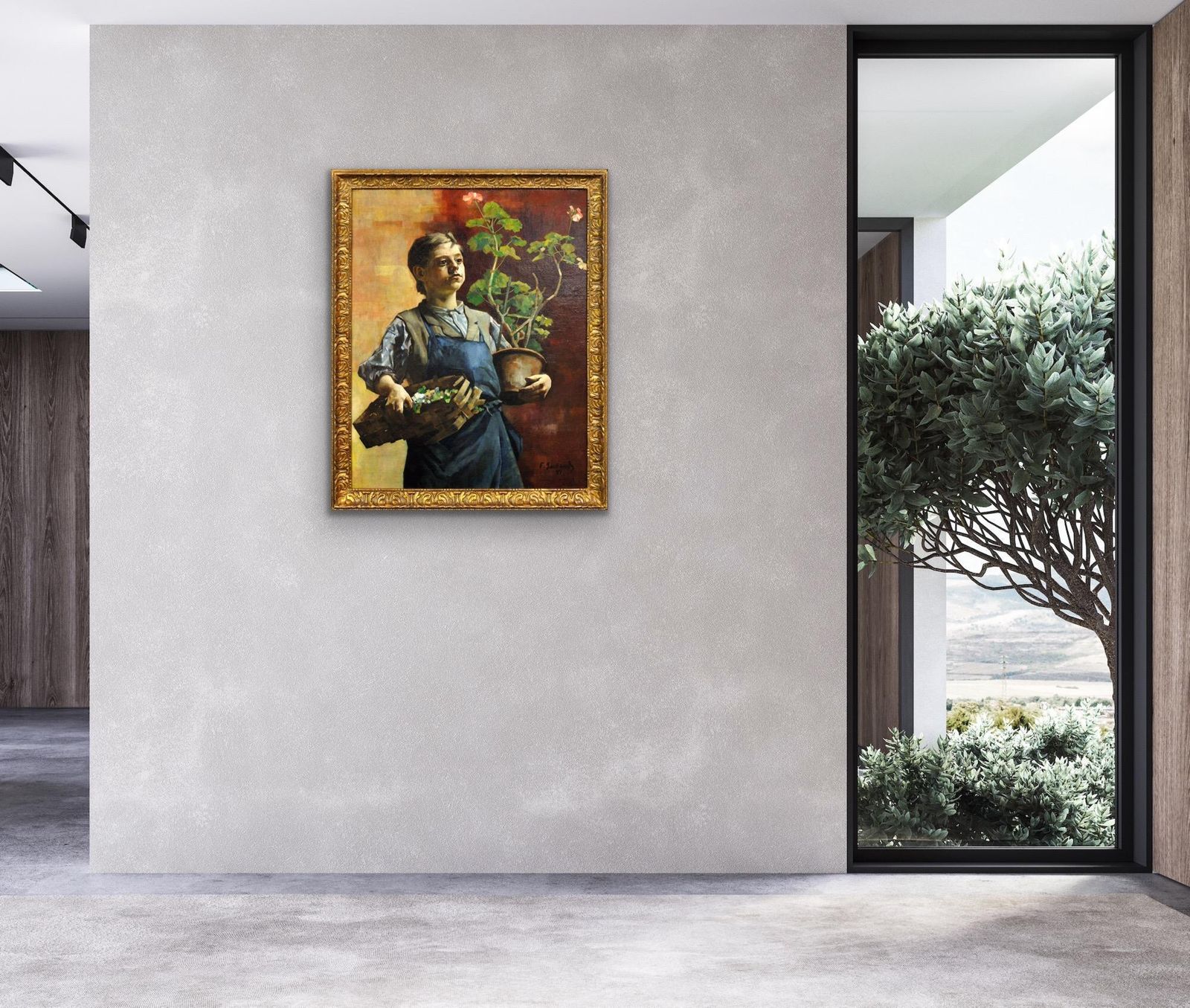 François Gailliard 1861 To 1932. Le Petit Jardinier. A Belgian Master Of Light And Form. Framed 1887 Luminist Oil Painting. photo 19985.0