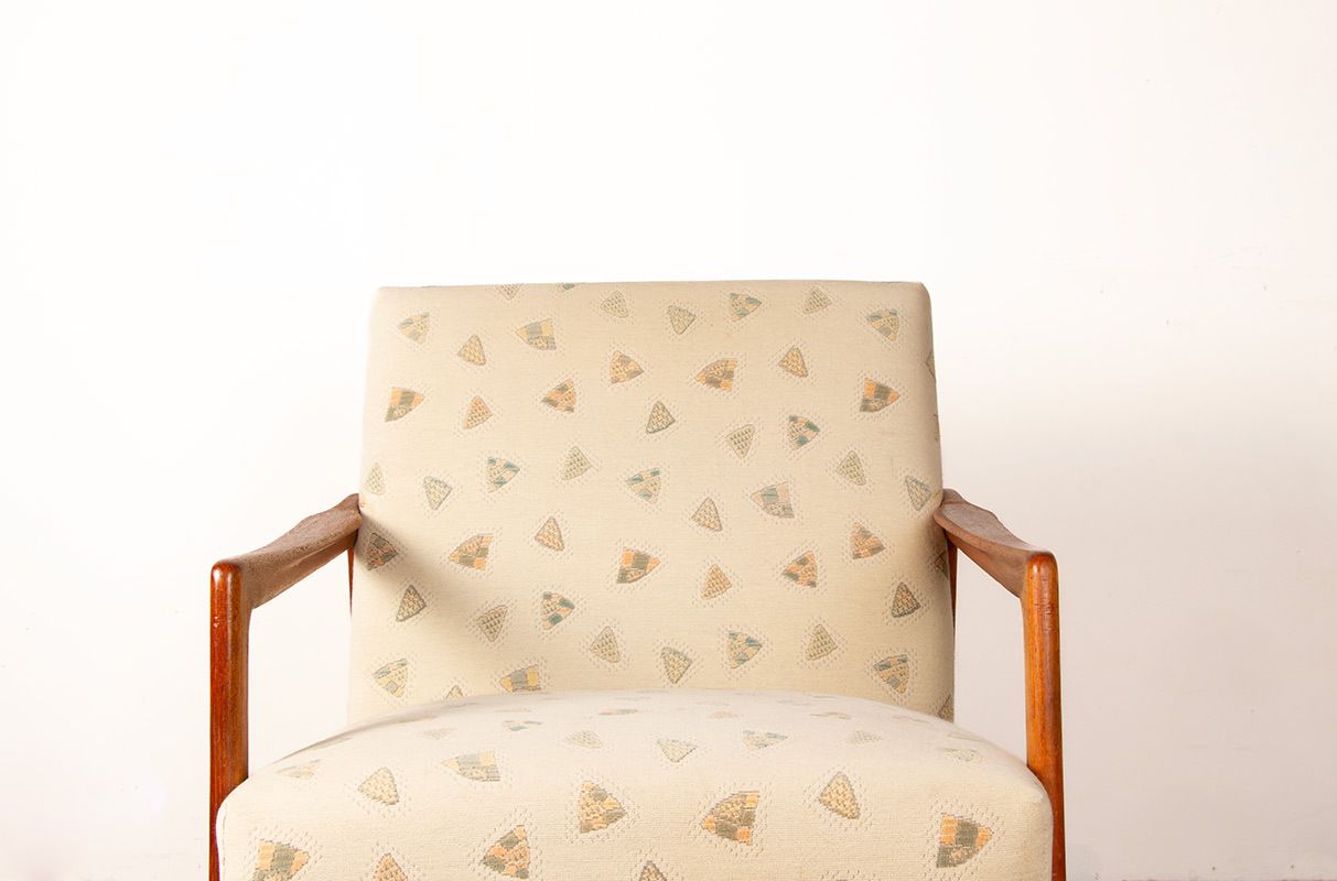 Pair Of Scandinavian Armchairs In Teak And New Fabric, 1960. photo for sale