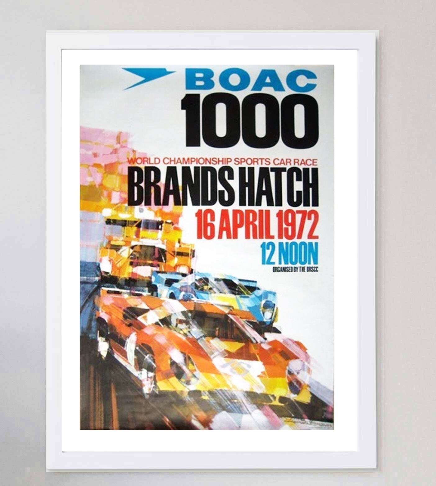 1972 Boac 1000 World Championship Brands Hatch Original Vintage Poster photo for sale
