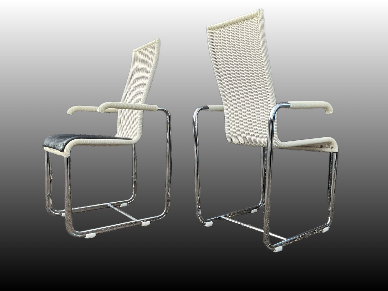 D20 Stainless Steel Leather Wicker Chairs For Tecta, Bauhaus Style photo for sale