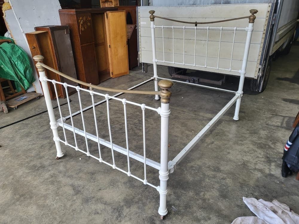 Antique Victorian Cast Iron Double Bed Frame