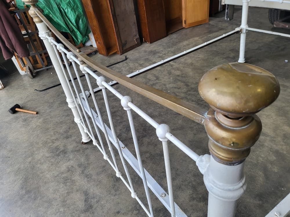 Antique Victorian Cast Iron Double Bed Frame photo vintage