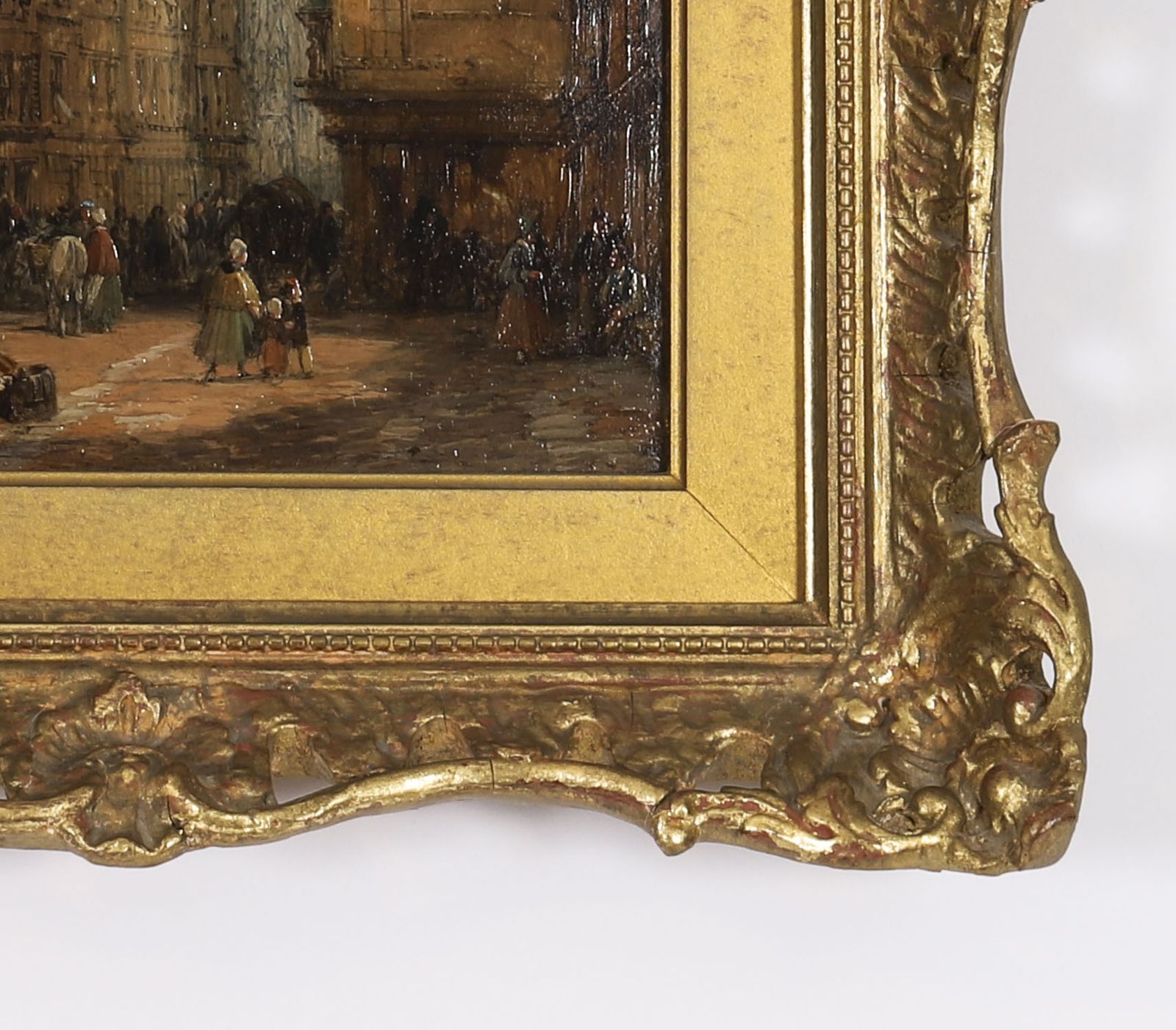 Antique Pair Of Architectural Views Oil Paintings Lewis J Wood Early 19th C photo Art