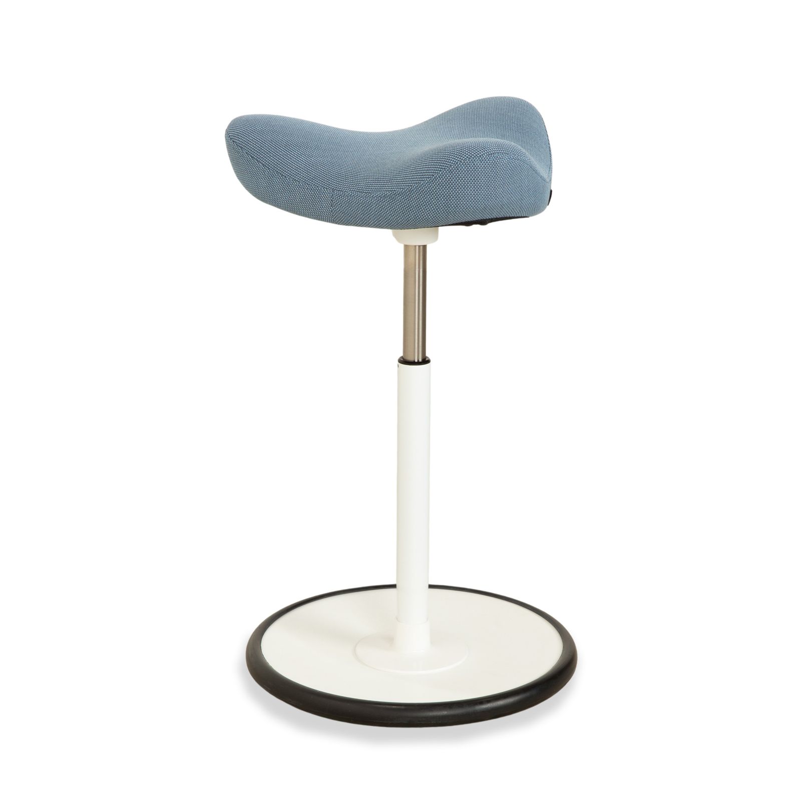 Varier Move Sit Stand Stool Fabric Blue Base White Wood Ash photo Furniture