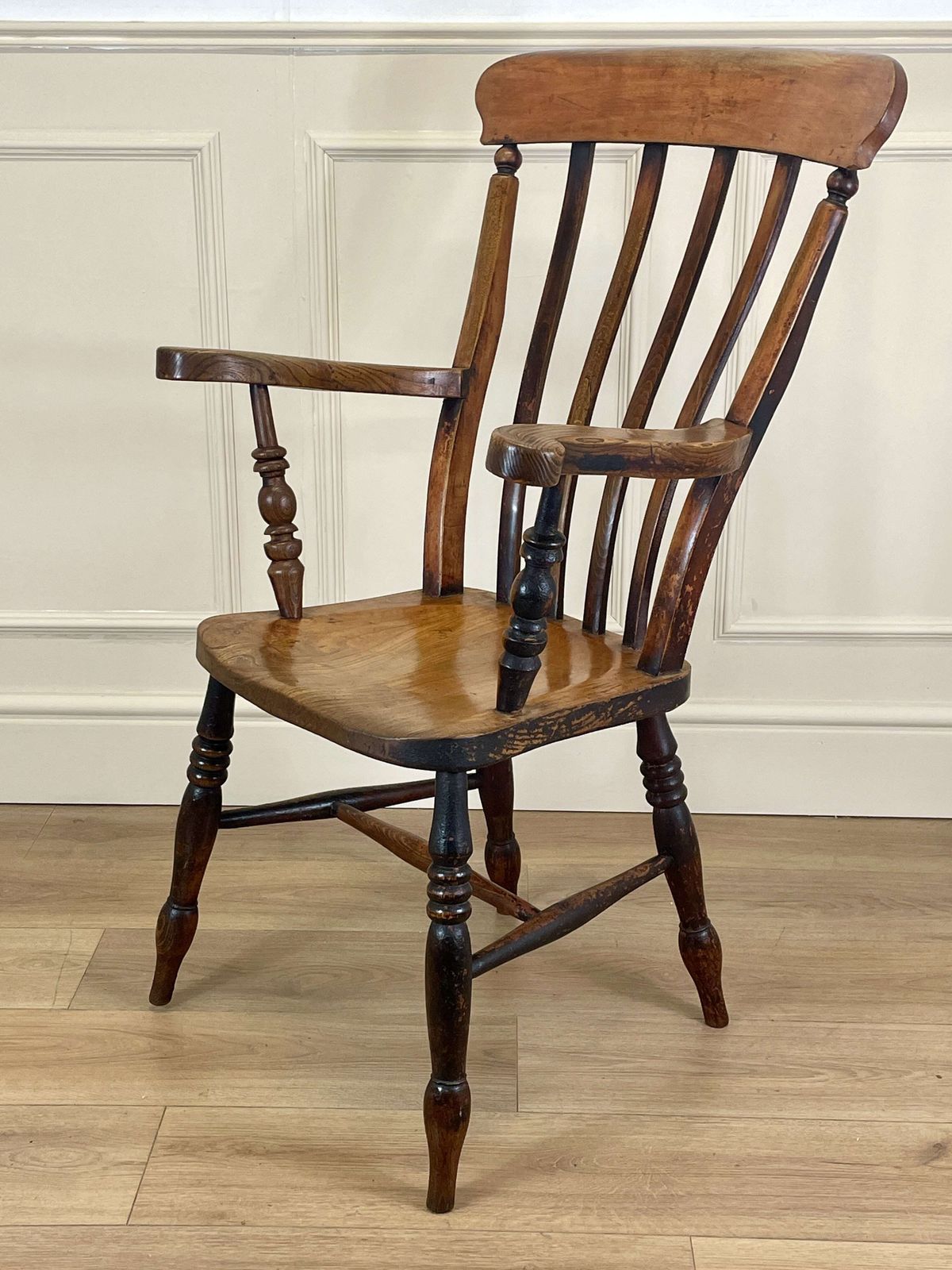 Antique Victorian Farmhouse Lathe Back Arm Chair photo Furniture