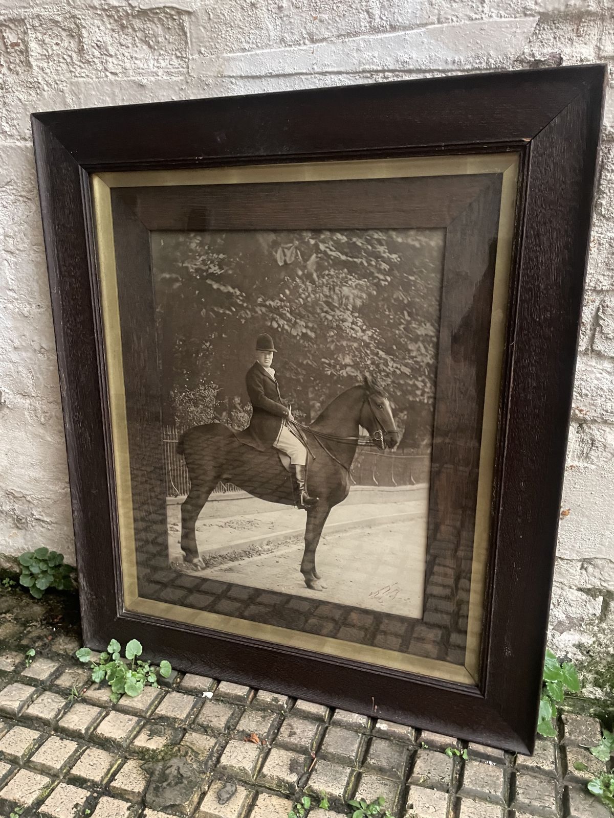 Striking Large Antique Oak Framed Photographic Print Of Sir Winston Churchill photo buy