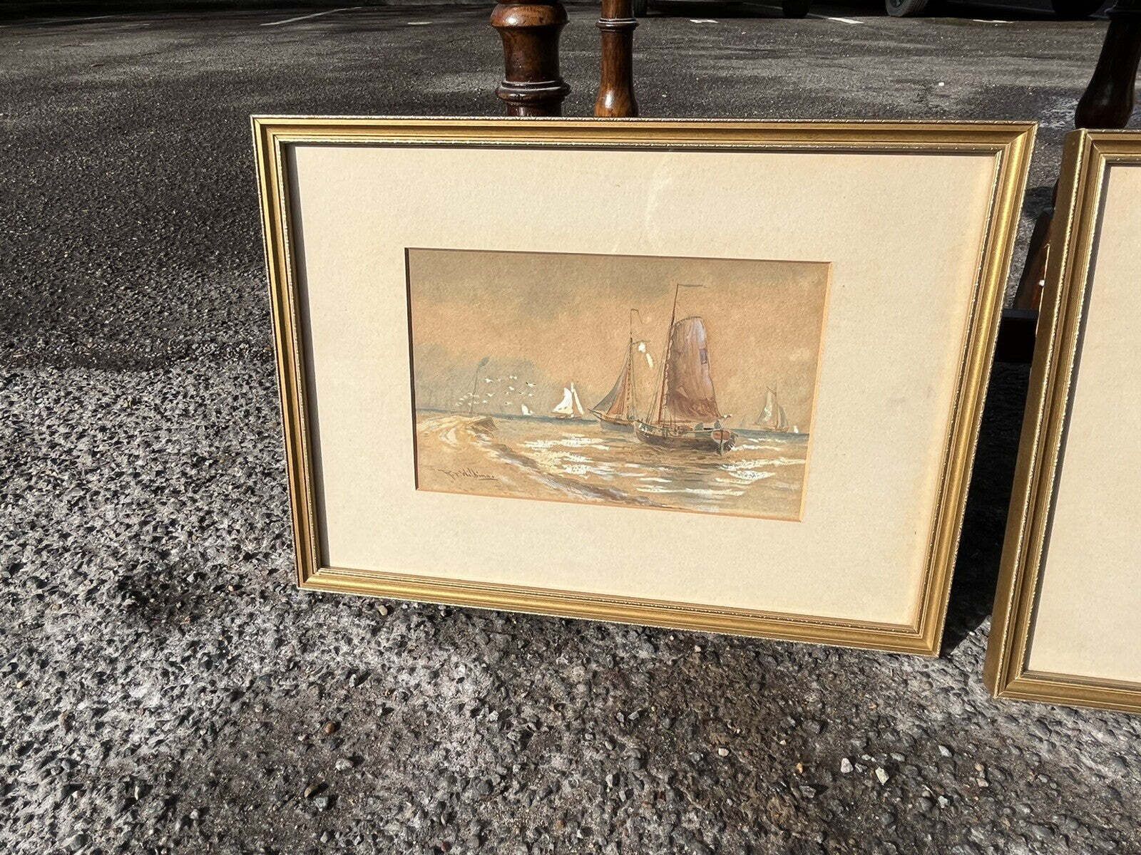 454.0 Pair Of Framed Marine/ Maritime Watercolours Paintings, Both Signed photo