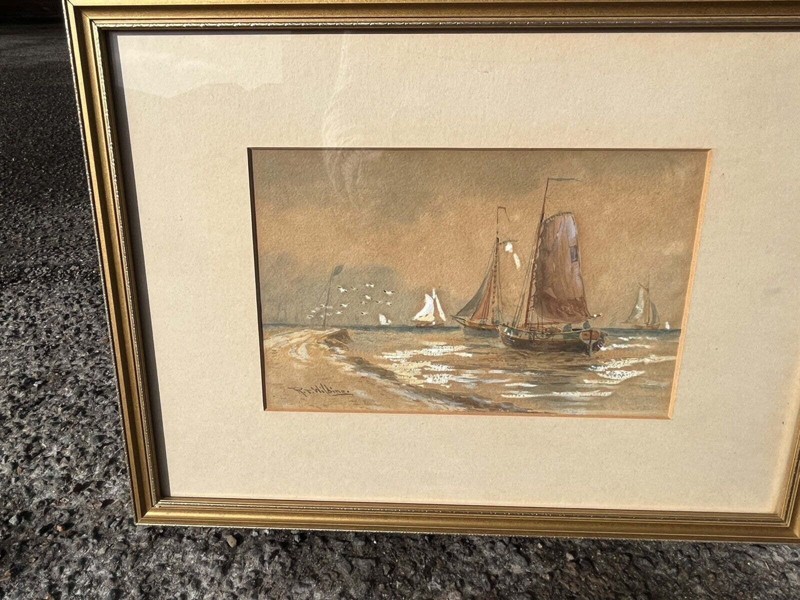 photo vinterior Pair Of Framed Marine/ Maritime Watercolours Paintings, Both Signed