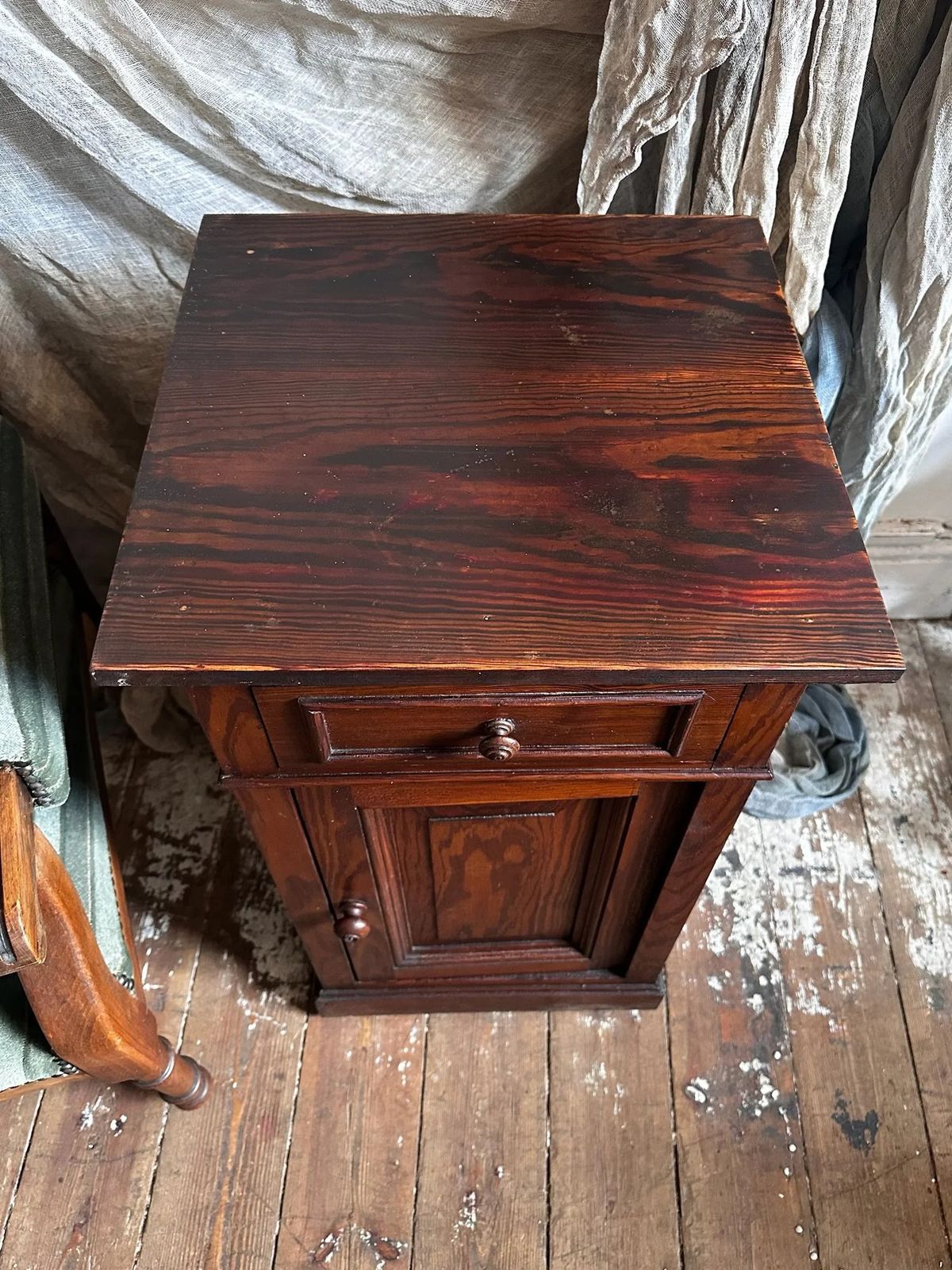 Pitch Pine Belgian Bedside Locker C1910 photo for sale