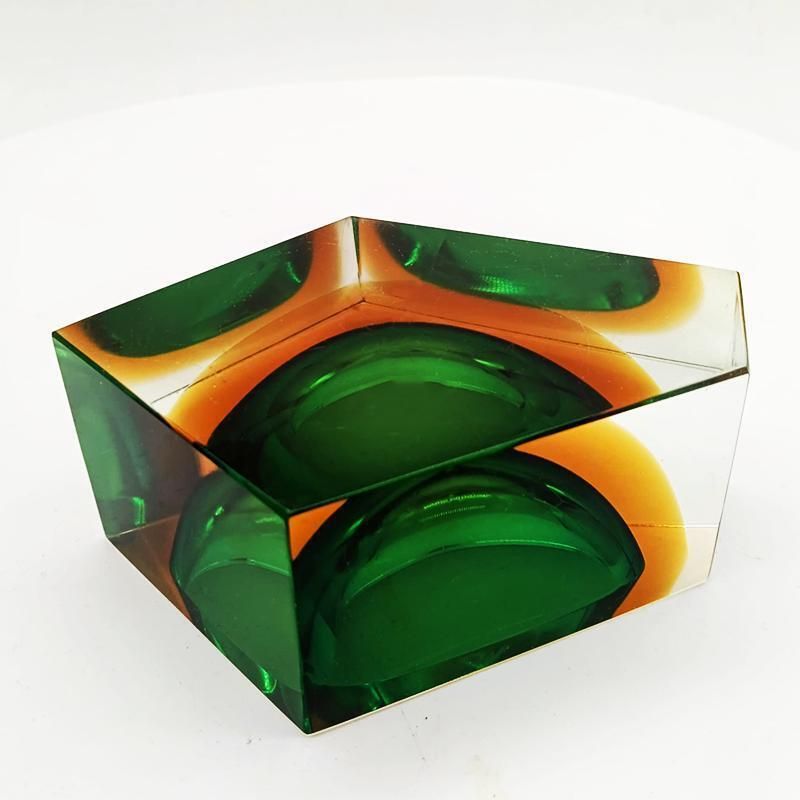 304.0 1960s Rare Multifaceted Asymmetrical Ashtray Or Catch All In Murano Glass By Flavio Poli For Seguso. Made In Italy. photo