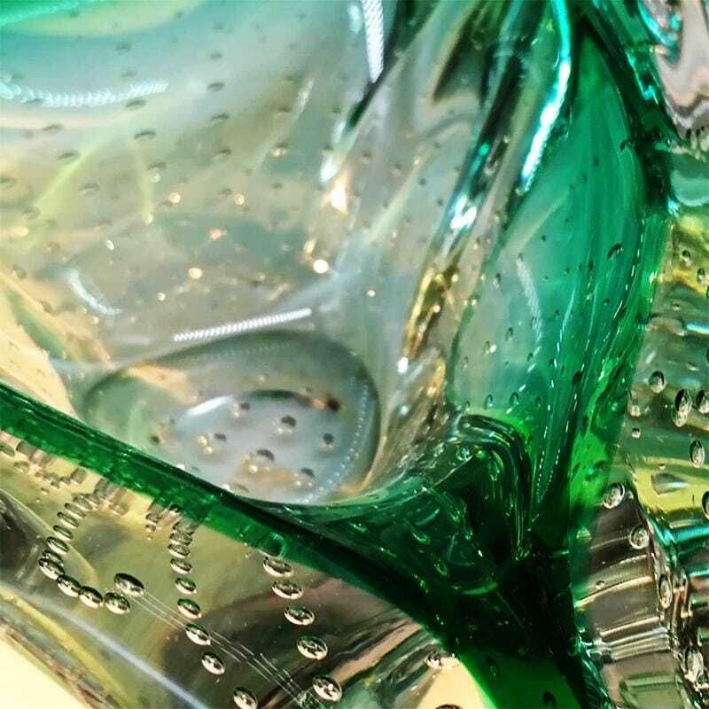 1960s Big Triangular Ashtray Or Catch All In Murano Glass With Air Bubble. Made In Italy. photo vintage