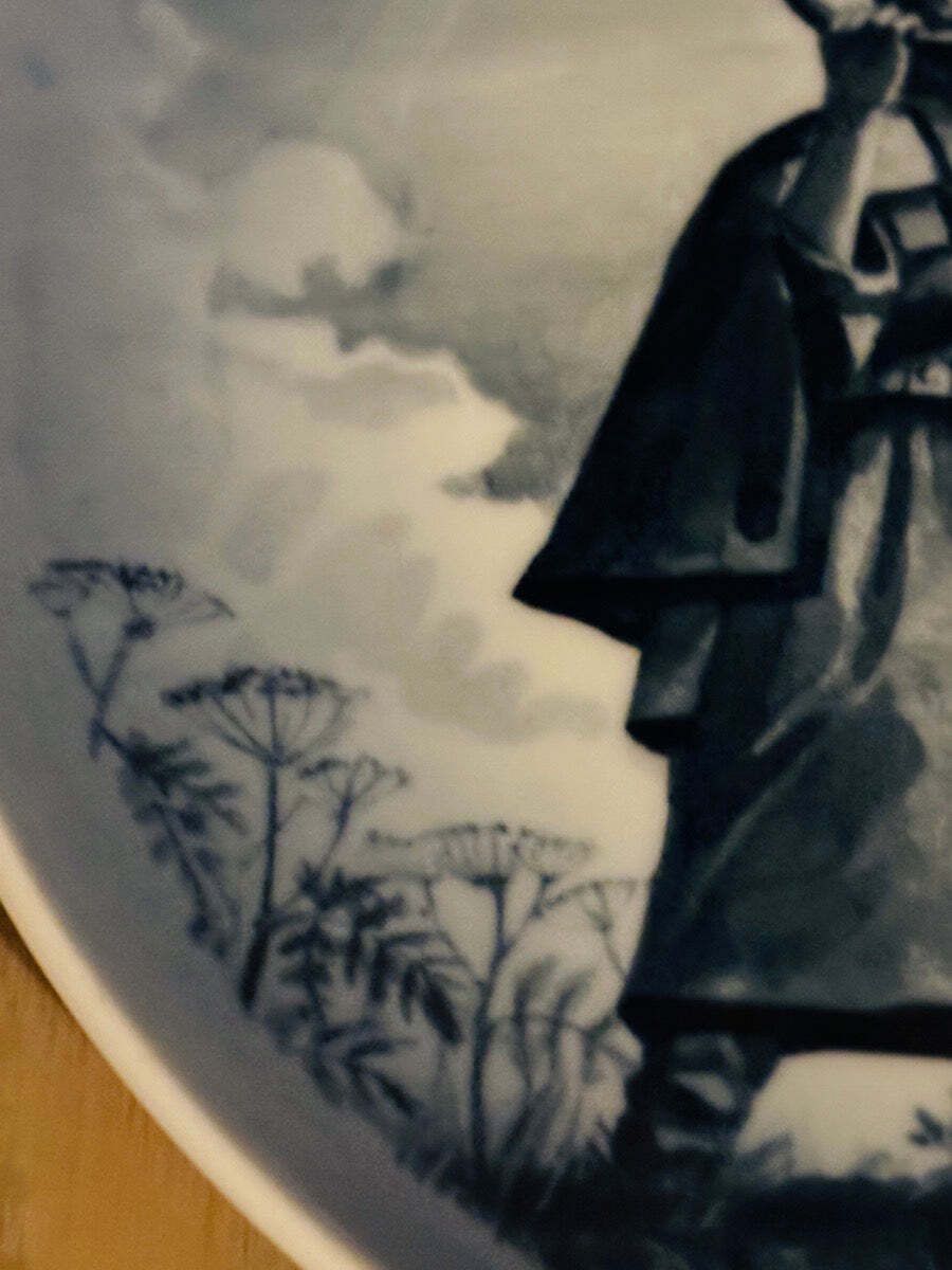 photo buy 1978 Royal Copenhagen Denmark Viking Porcelain Plate "Sounding The Lur"