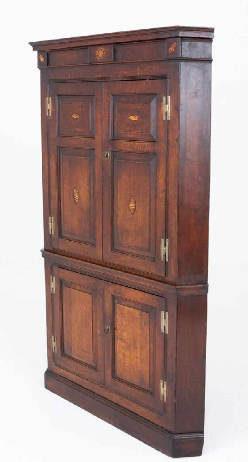 Period Georgian Corner Cabinet Oak Panelled photo Furniture