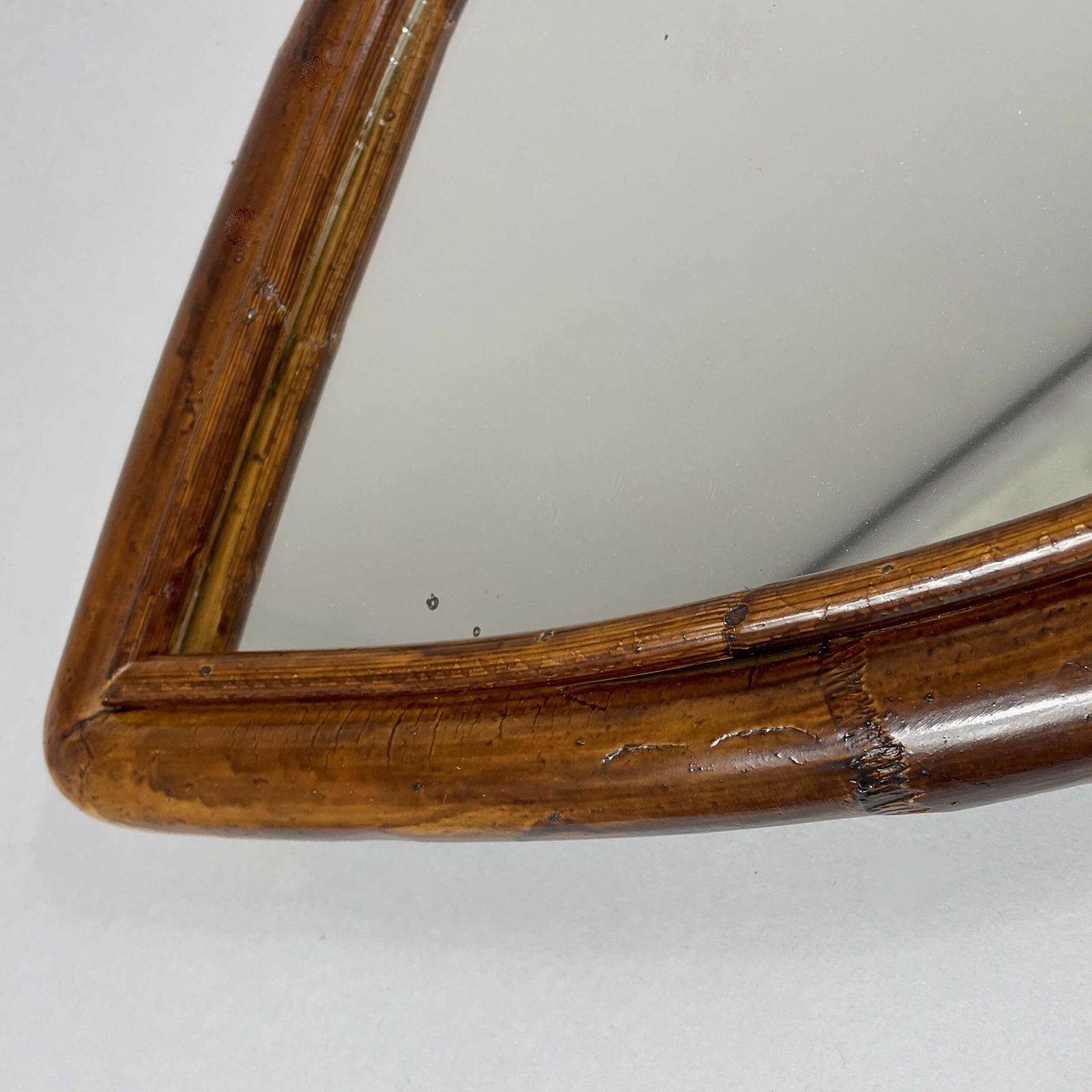 1618.0 Mid Century Bamboo & Rattan Fish Shaped Mirror, France 1950s photo