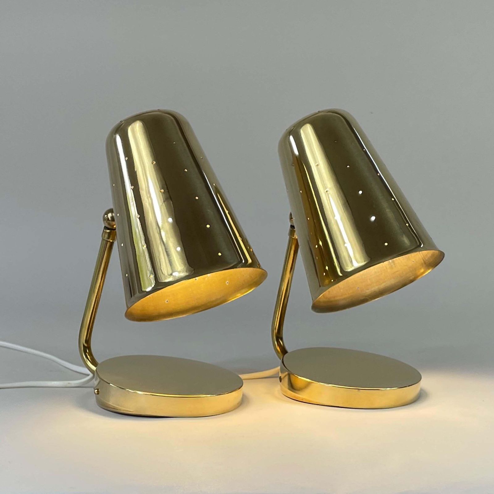 Brass Table Lamps Karl Borén, Boréns Borås Belysning Sweden 1950s, Set Of 2 photo for sale
