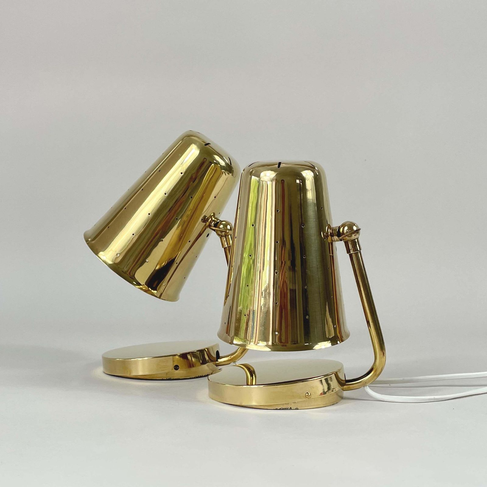 Brass Table Lamps Karl Borén, Boréns Borås Belysning Sweden 1950s, Set Of 2 photo vintage