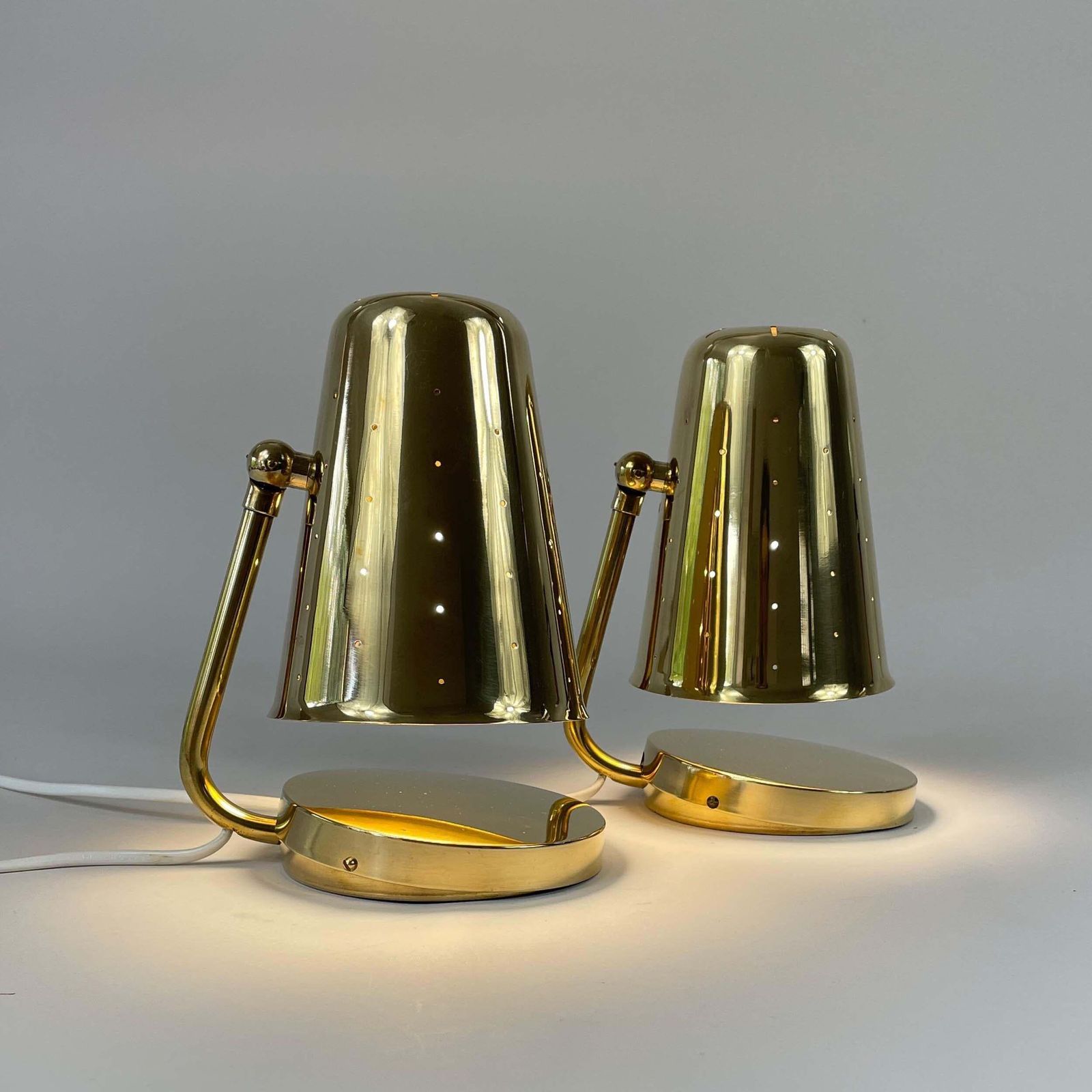 photo vinterior Brass Table Lamps Karl Borén, Boréns Borås Belysning Sweden 1950s, Set Of 2