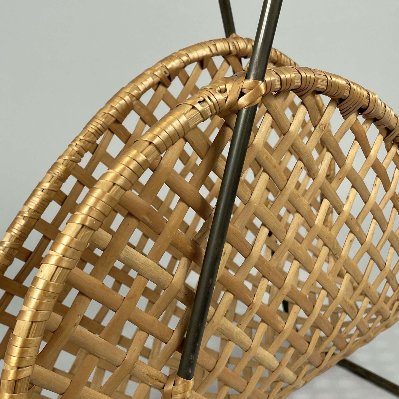 Rattan Wicker Magazine Rack, Austria 1950s photo vinterior