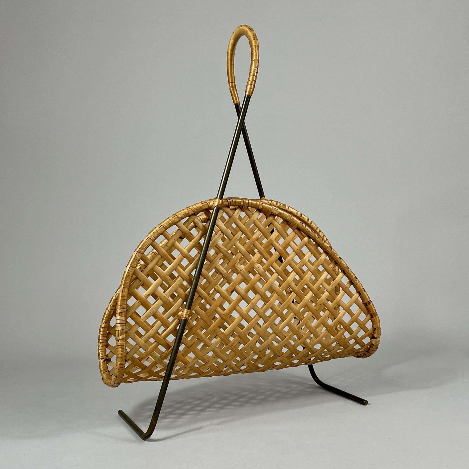 photo buy Rattan Wicker Magazine Rack, Austria 1950s
