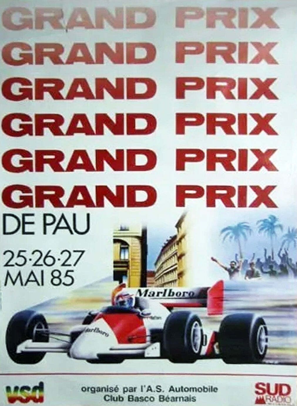 1985 Pau Grand Prix Original Vintage Poster