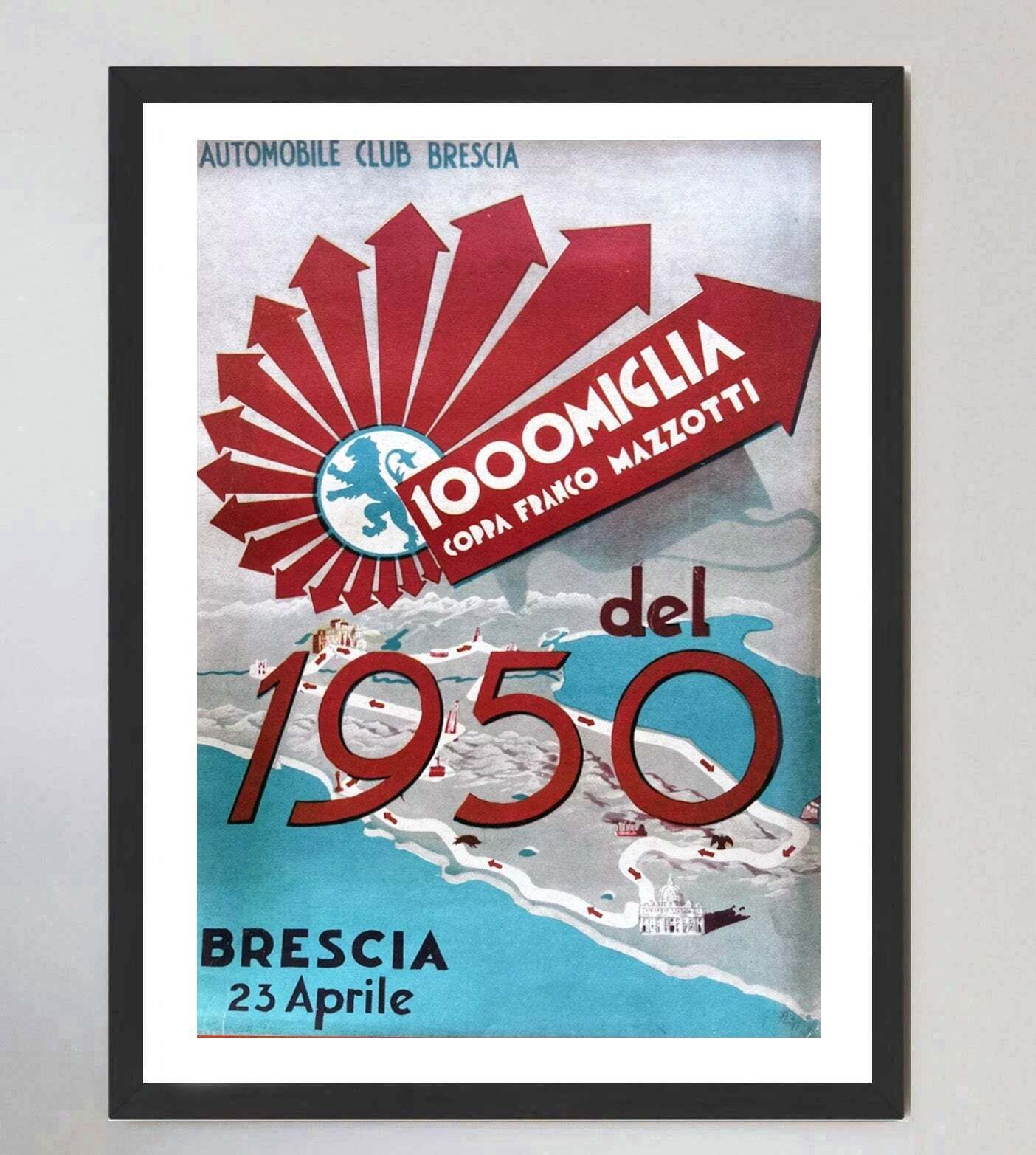 1950 Mille Miglia Race   Coppa Franco Mazzotti Original Vintage Poster photo furniture