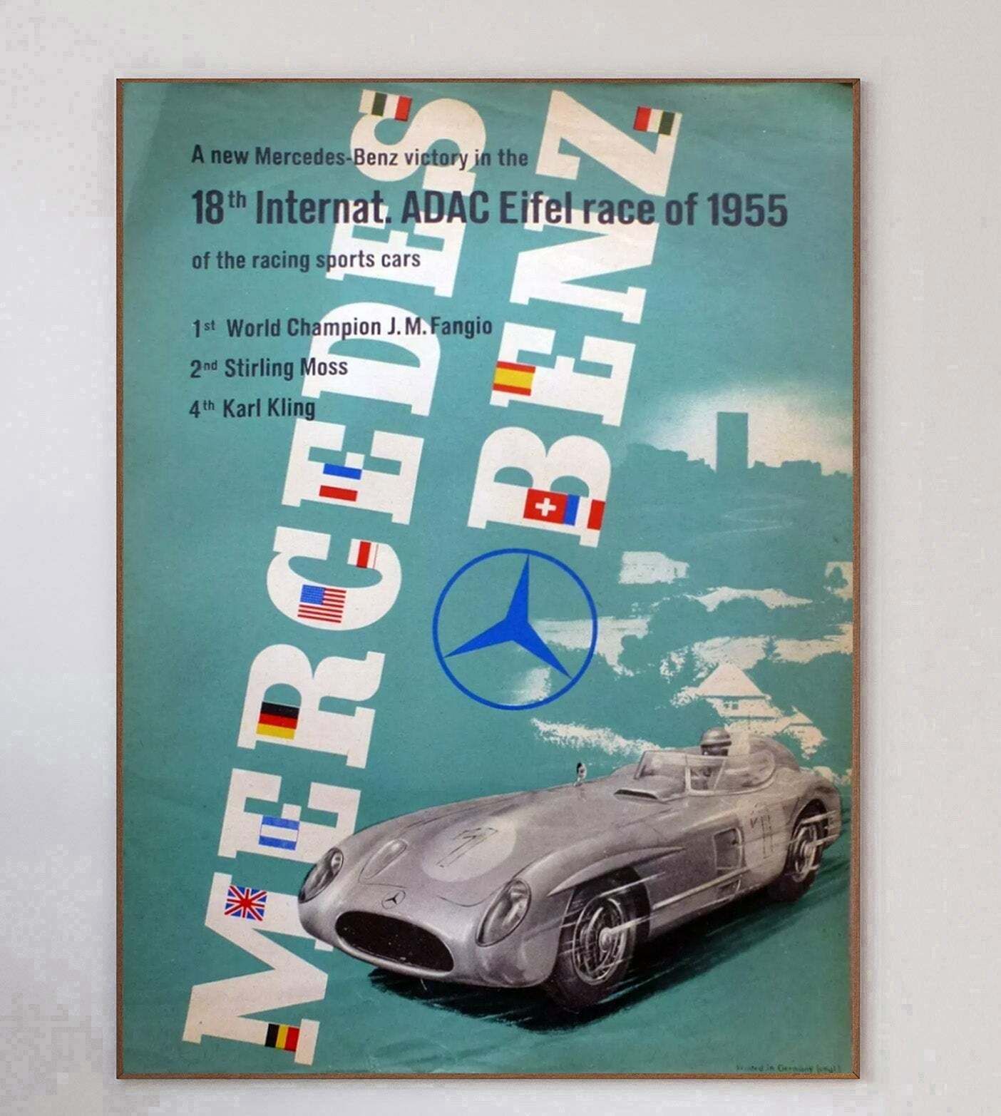 1955 Mercedes Benz Adac Eifel Race Original Vintage Poster photo 736.0