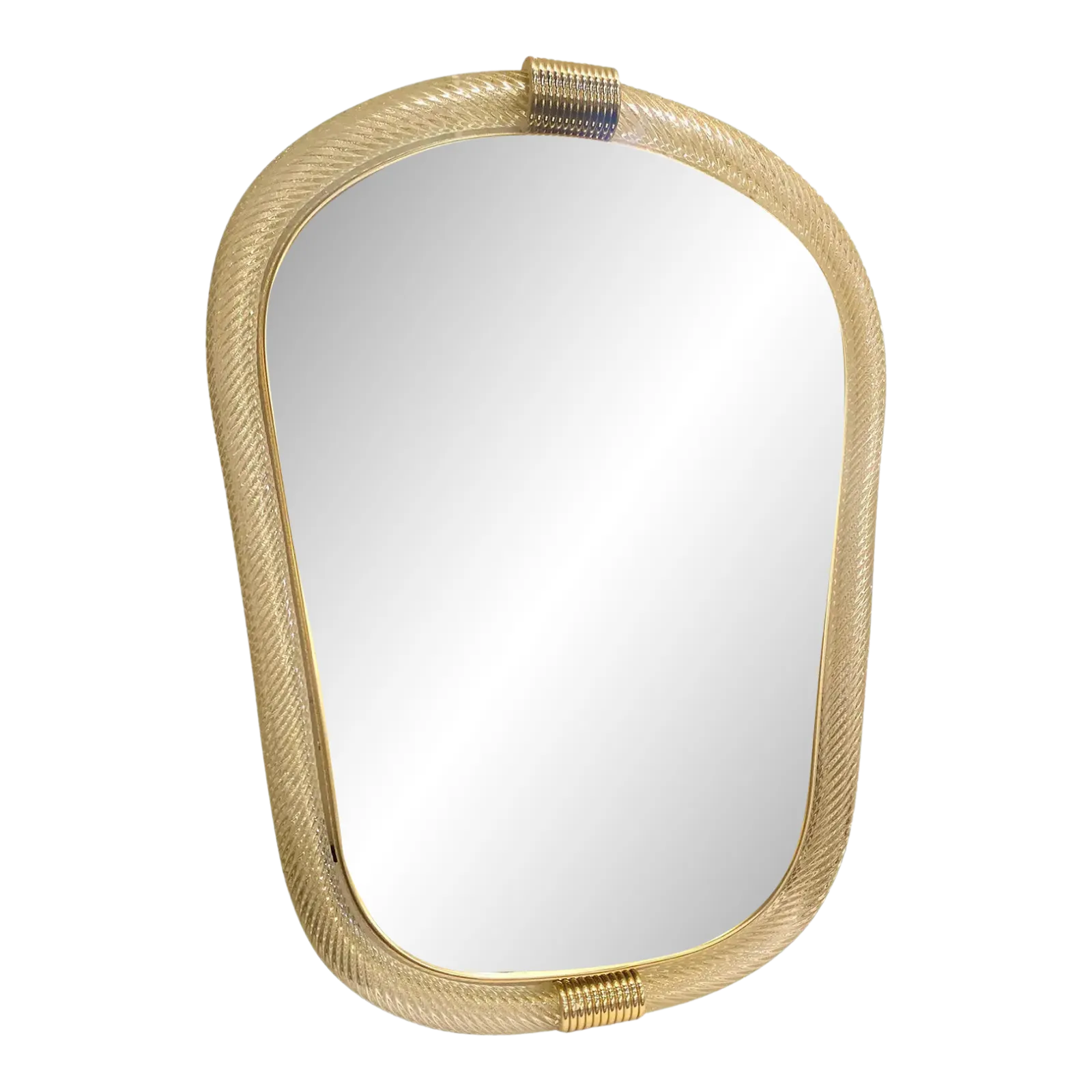 Venetian "Torciglione" Torchon Murano Glass Wall Mirror In Barovier Style
