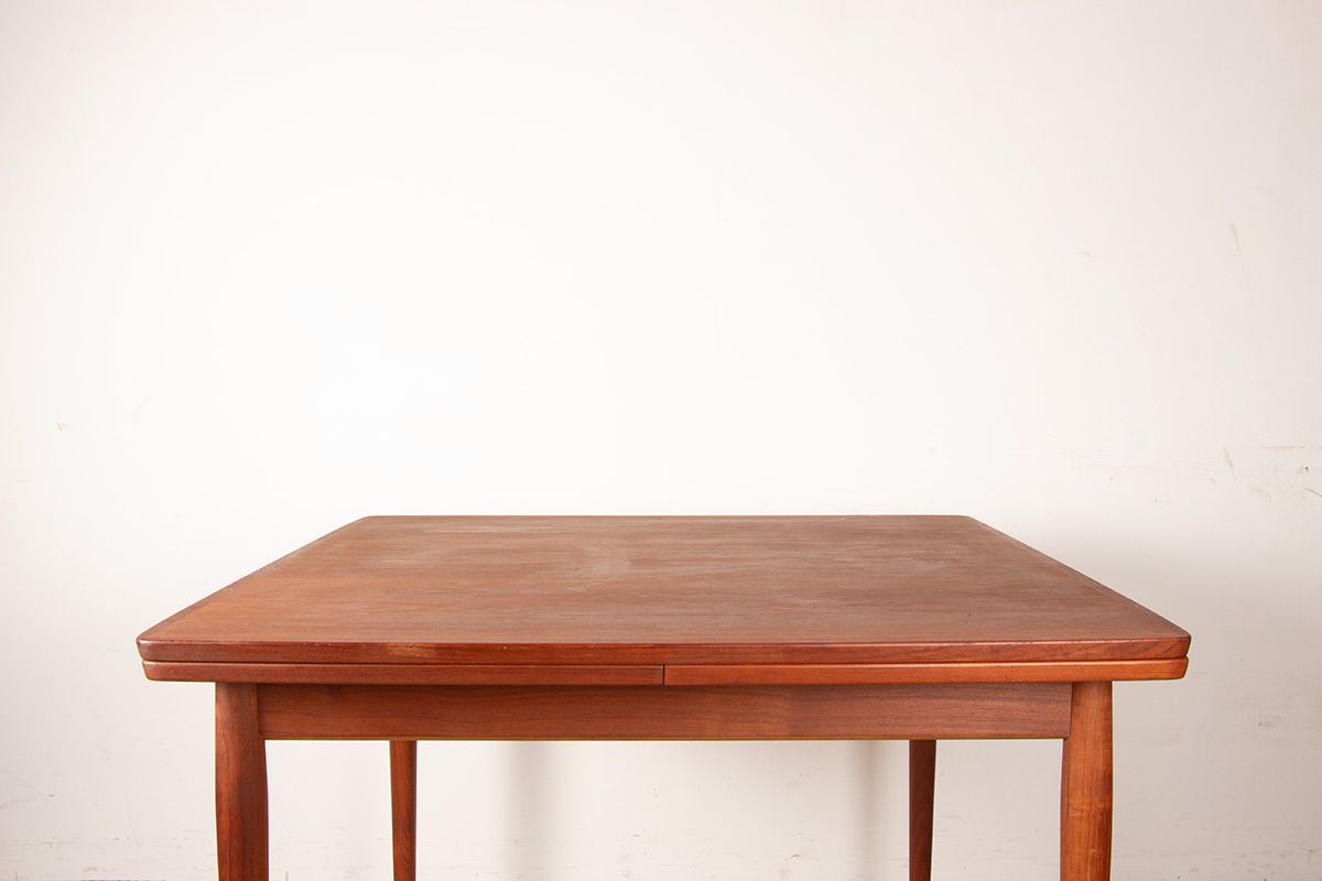 Table à manger danoise carrée et extensible en teck, modèle 592, par Arne Vodder pour Sibast, 1960. photo furniture