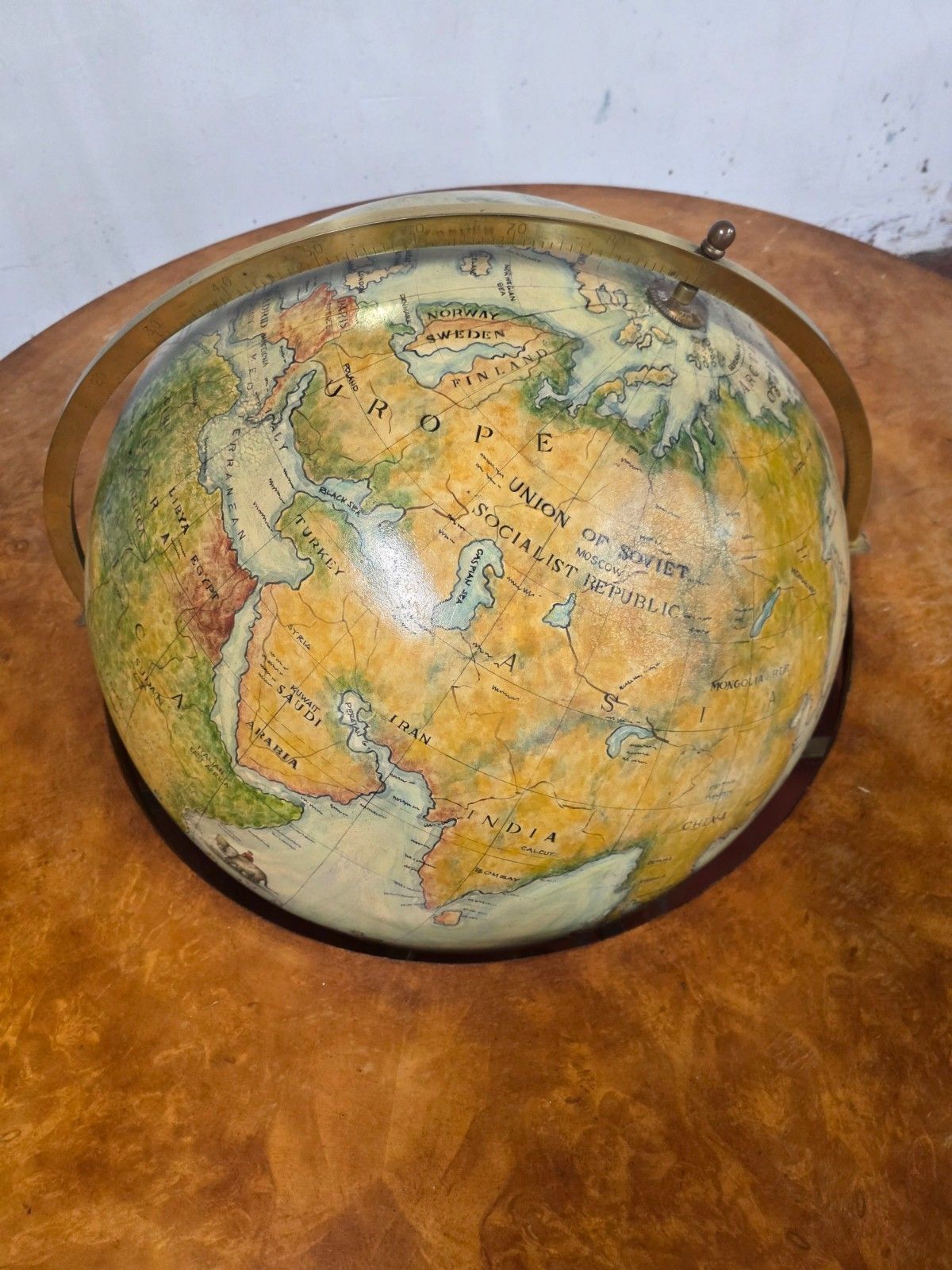 1960s Mid Century Ernest Hemingway Collection La Monde Globe Coffee Table photo 725.0