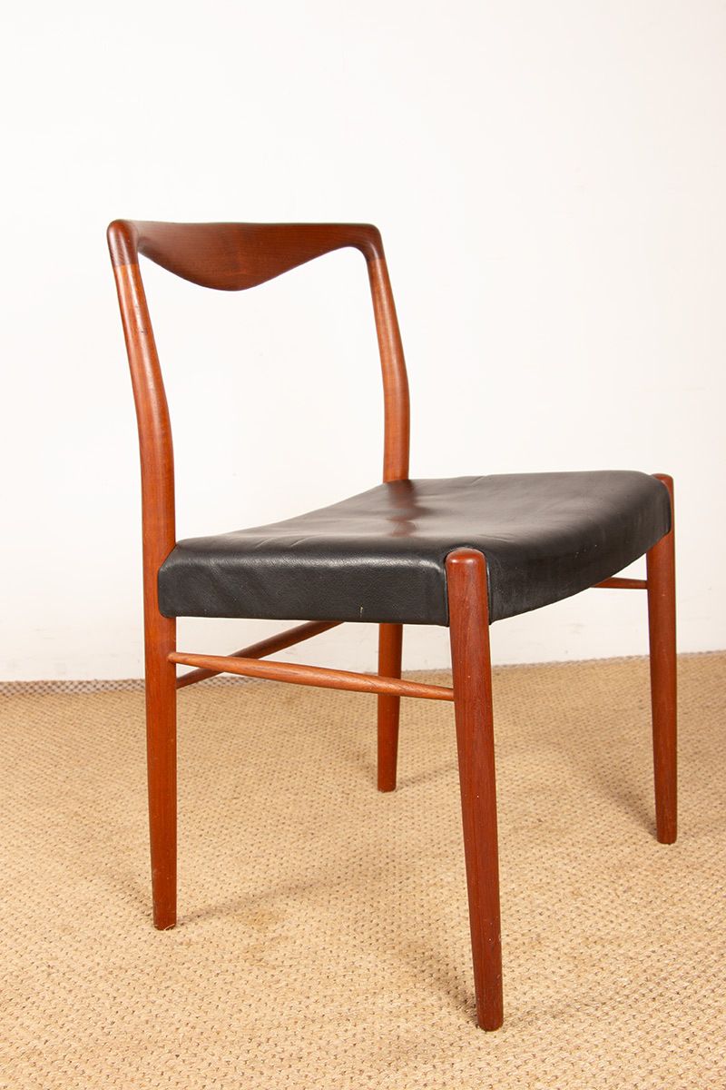 Pair Of Danish Teak And Skai Chairs By Lyngfeldt Larsen For Soren Willadsen Mobelfabrik 1960. photo buy