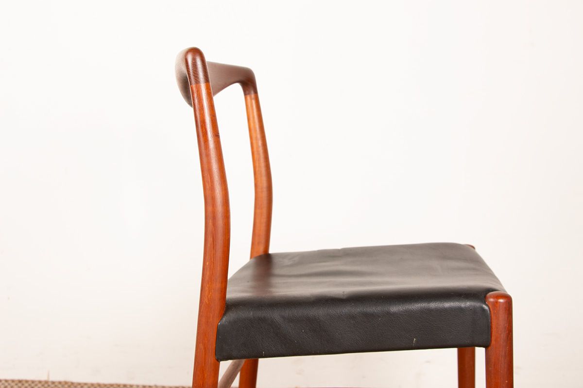 Pair Of Danish Teak And Skai Chairs By Lyngfeldt Larsen For Soren Willadsen Mobelfabrik 1960. photo vintage