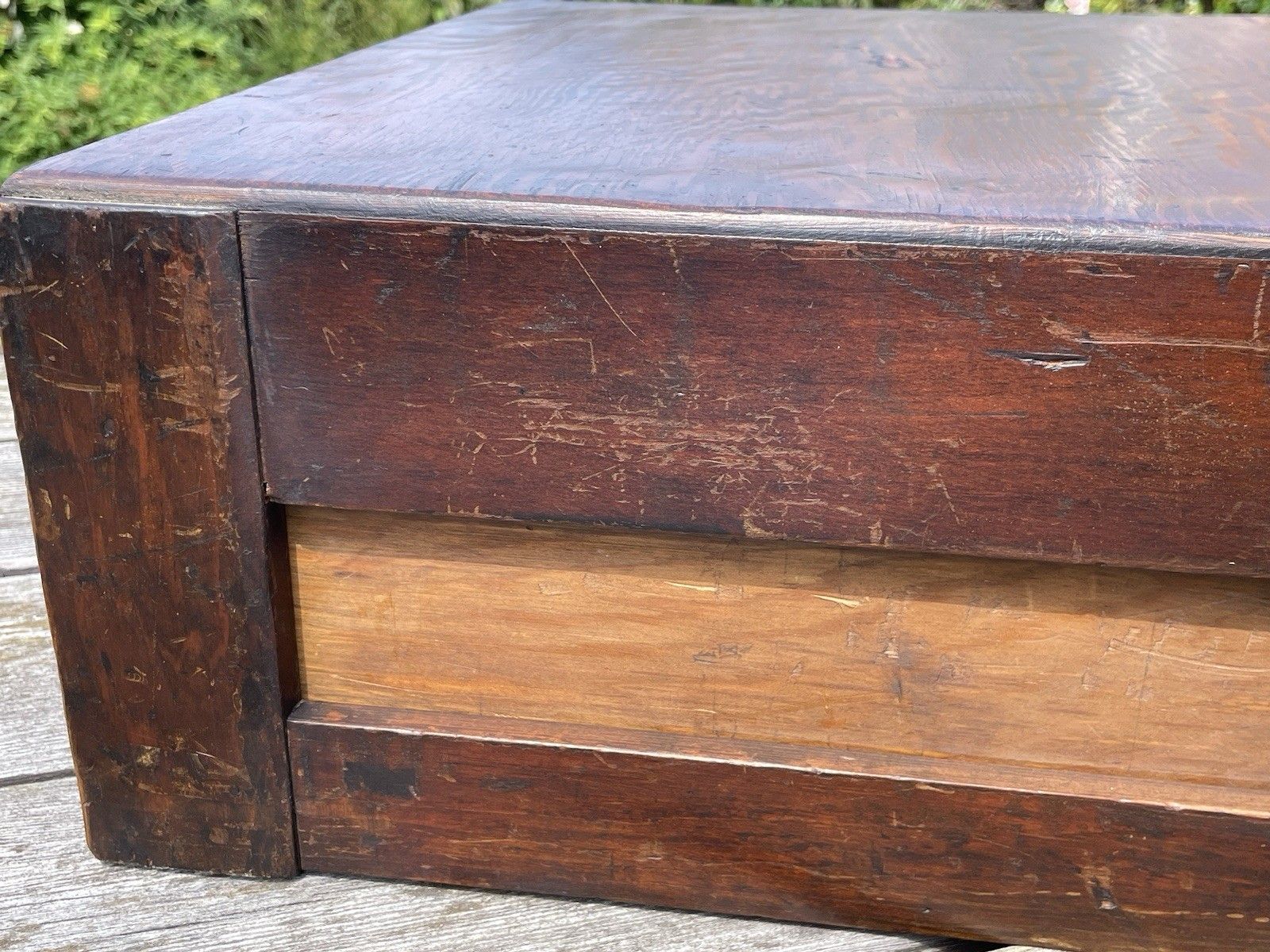 photo vintage Rare Reeves & Sons Table Top Filing Index Oak Drawers Dated 1945 Larger Size