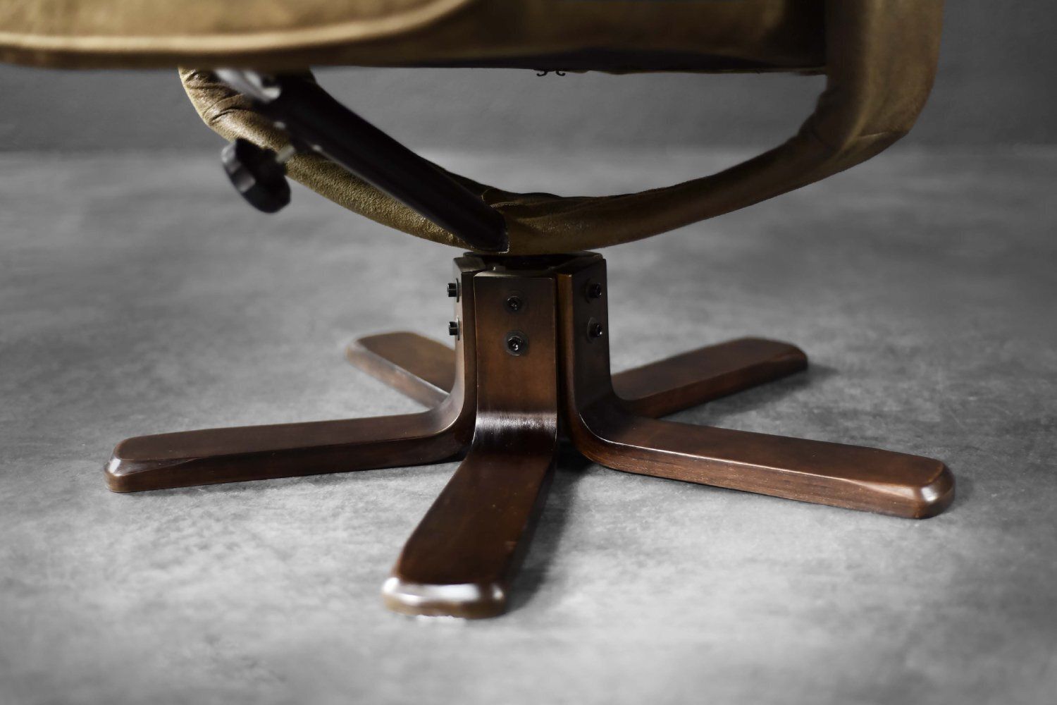 Set Of Mid Century Modern Danish Brown Swivel Chair & Ottoman, 1960s photo furniture