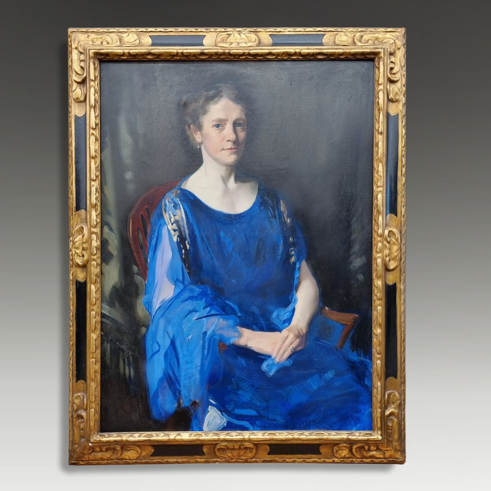 Archibald George Barnes (1887 1972) 3/4 Length Large Oil On Canvas Portrait