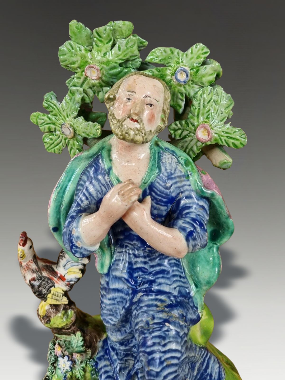 C1805 Early English Pottery Figure Of St Peter Probably Walton Superb 24cm H photo furniture