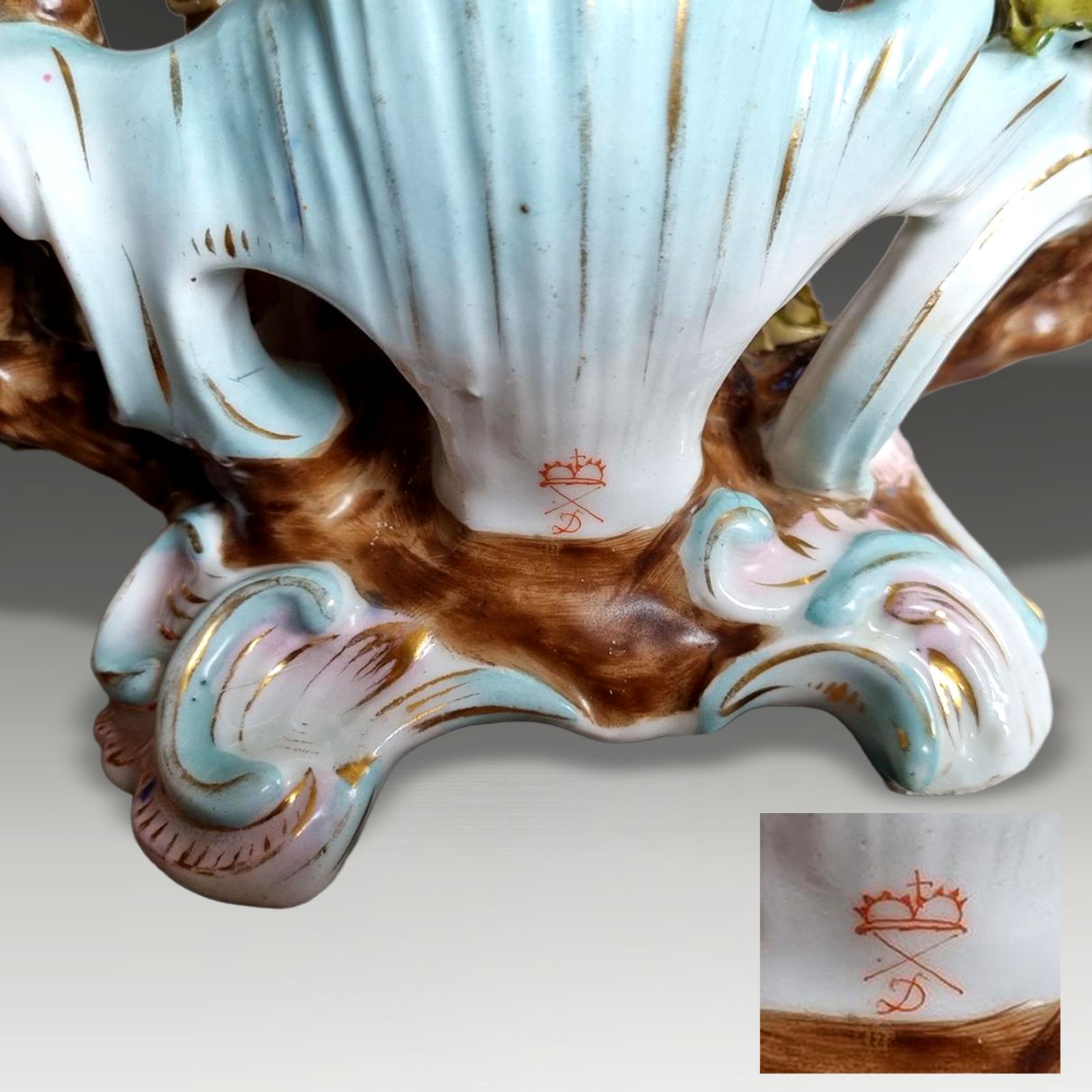 C1805 Duesbury Derby Porcelain Figurative  Candelabra  Highly Decorated  24cm H photo 495.0