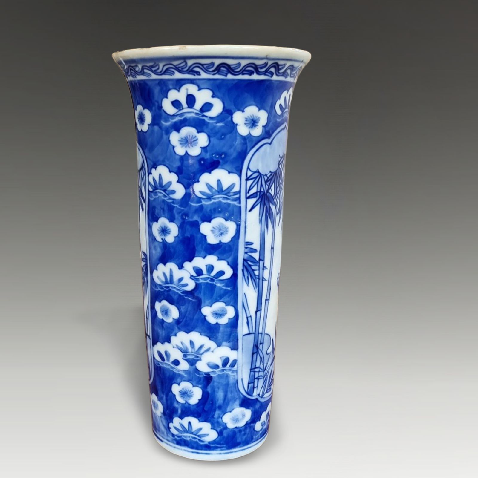 Chinese Antique Large Trumpet Vase  19thc  Qing Dynasty 1644 1911 23cm 9" Tall photo furniture