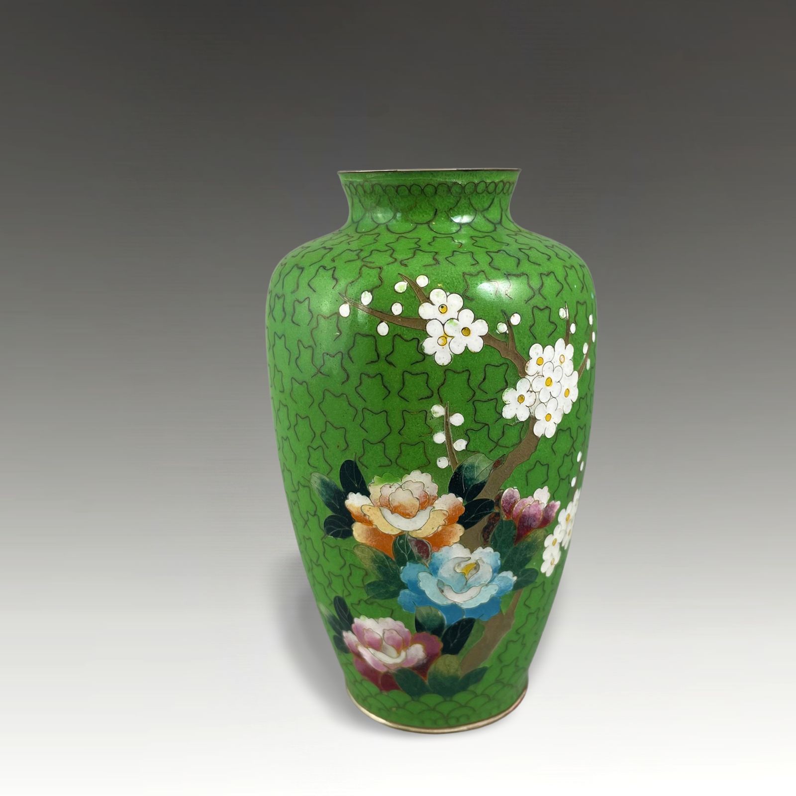 Japanese Cloisonne Vase  Meiji Period  Signed Inaba Shichiho Superb Quality 13cm