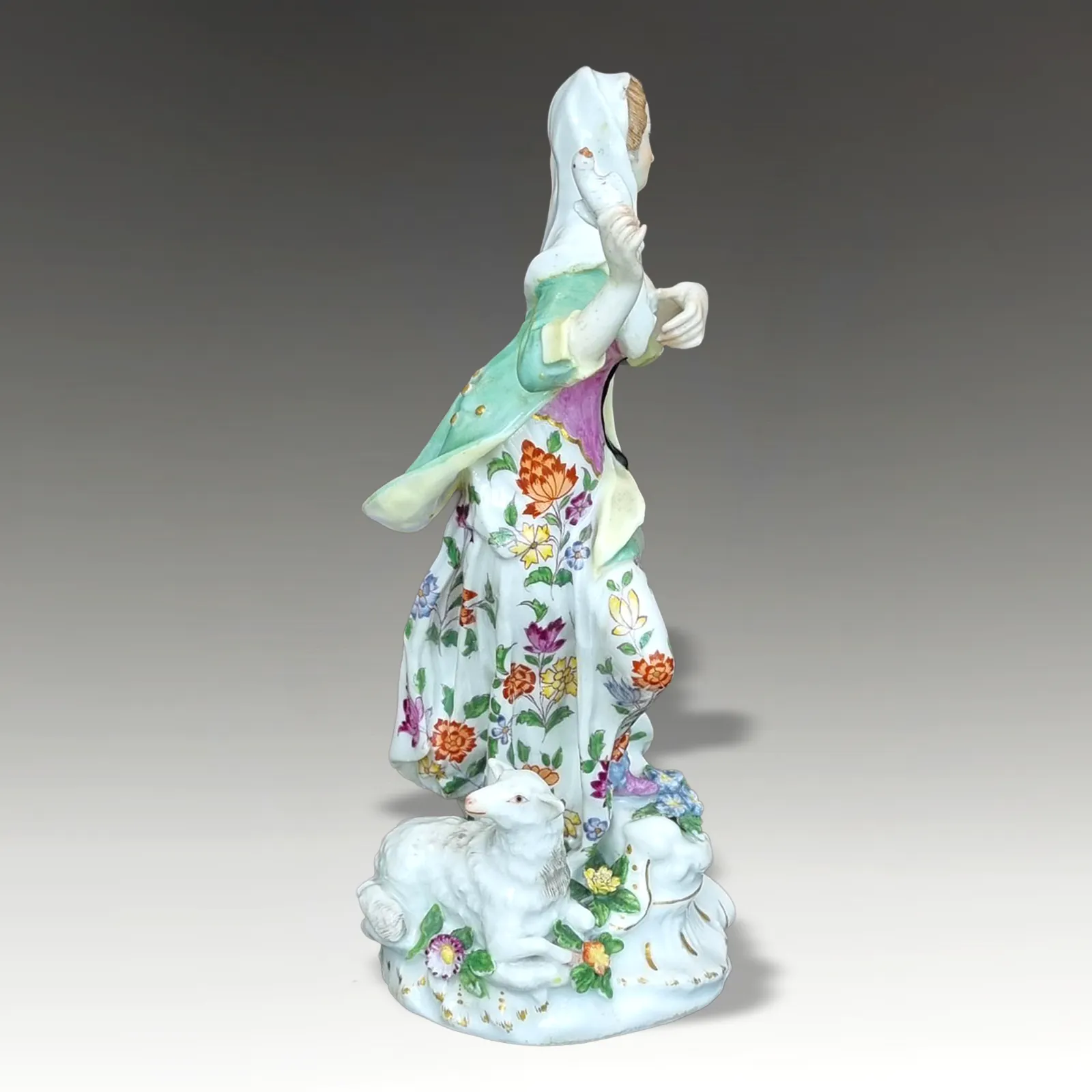 Chelsea Gold Anchor Large Figure Of The Shepherdess Circa 1765  Genuine 21cm H photo for sale
