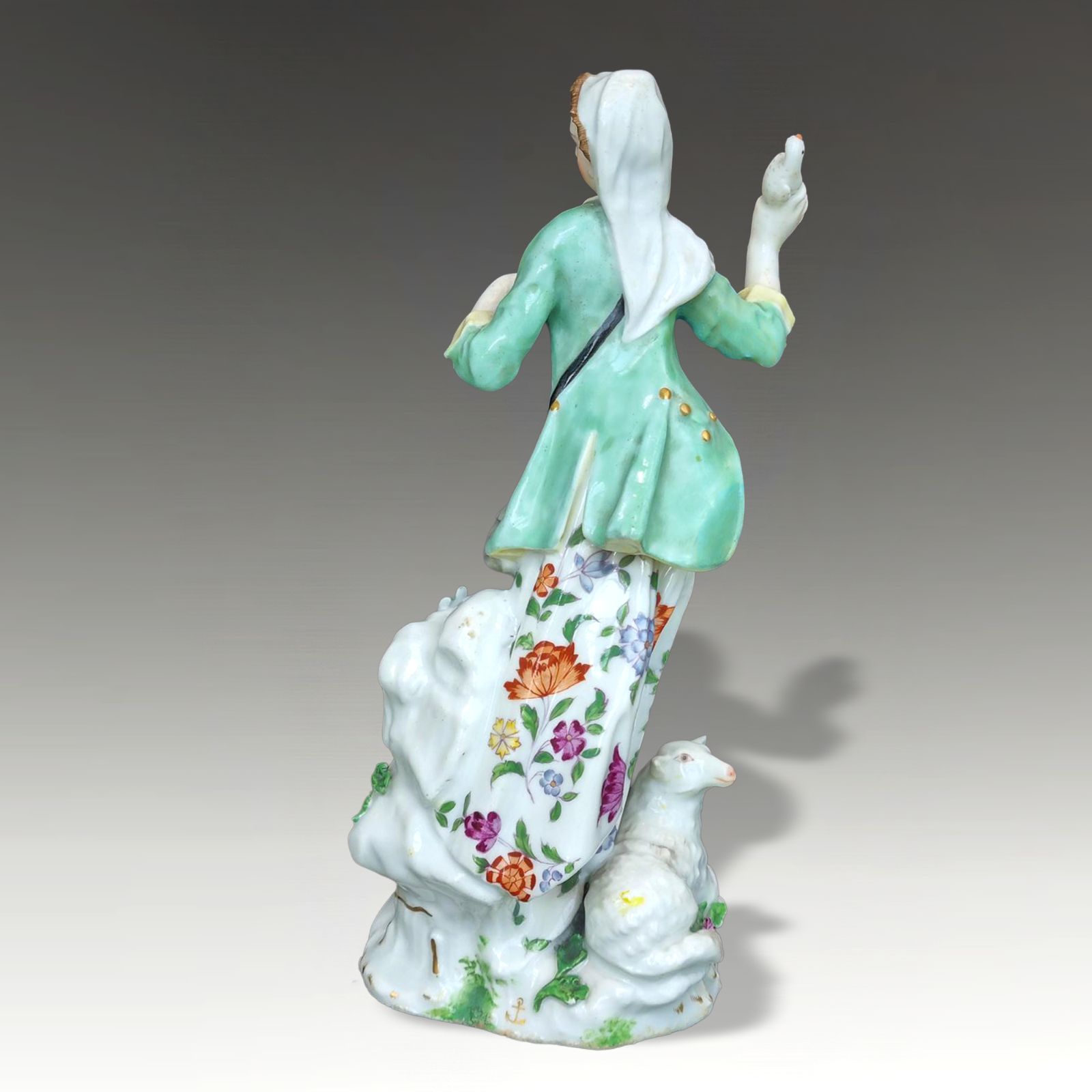 Chelsea Gold Anchor Large Figure Of The Shepherdess Circa 1765  Genuine 21cm H photo Home Decor