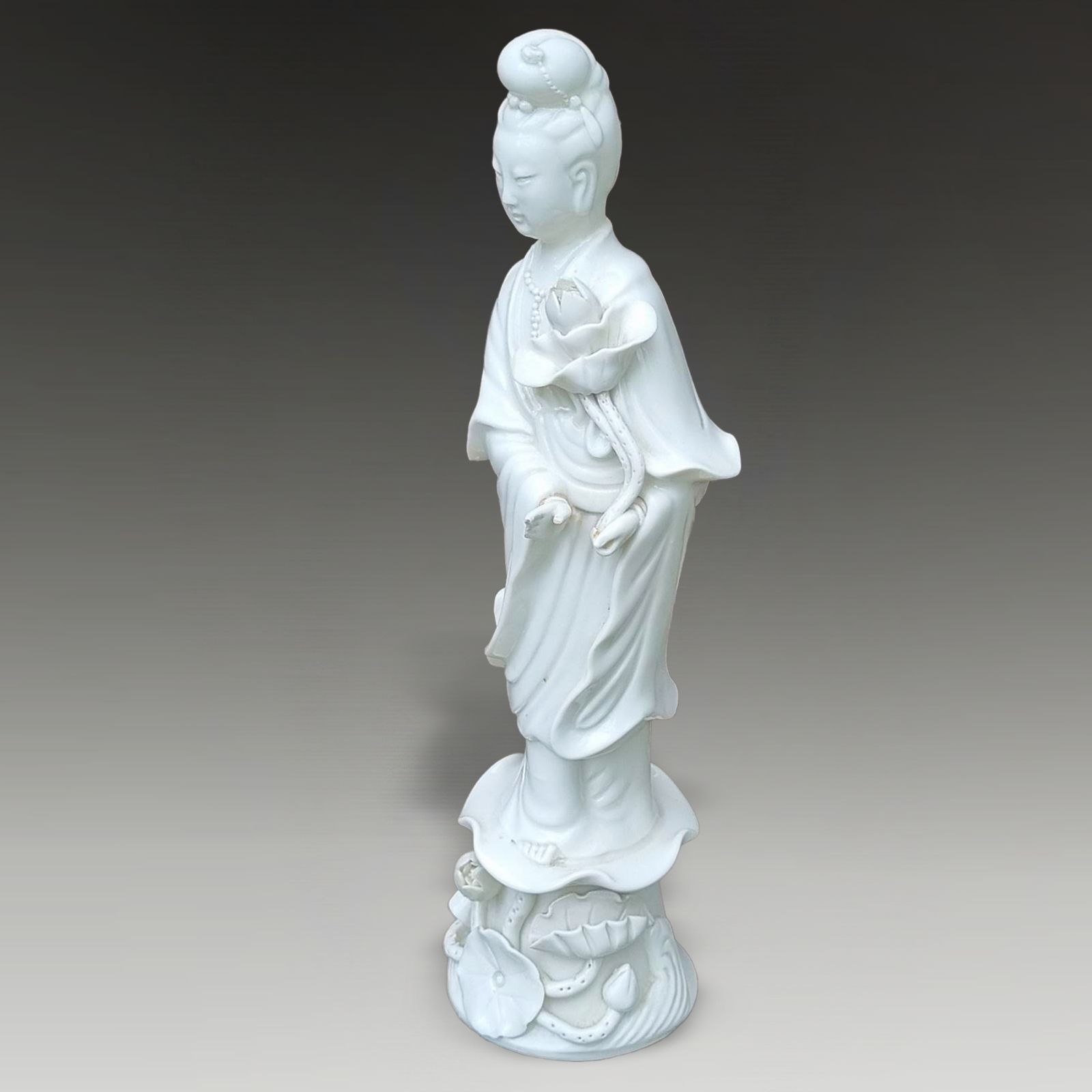 Chinese Qing Dynasty Blanc De Chine Figure Of Guan Yin  C19th Height 27cm photo furniture