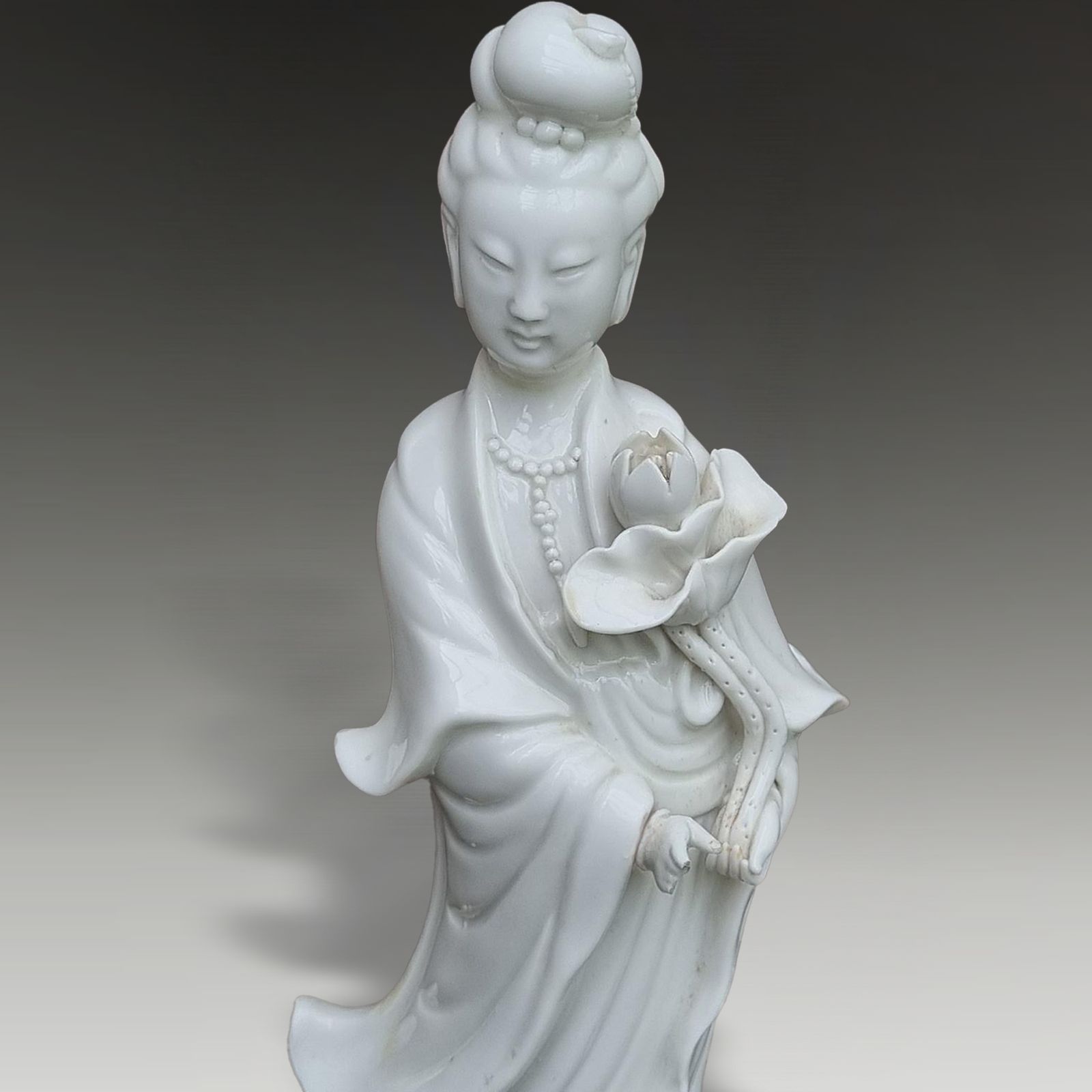Chinese Qing Dynasty Blanc De Chine Figure Of Guan Yin  C19th Height 27cm photo 225.0