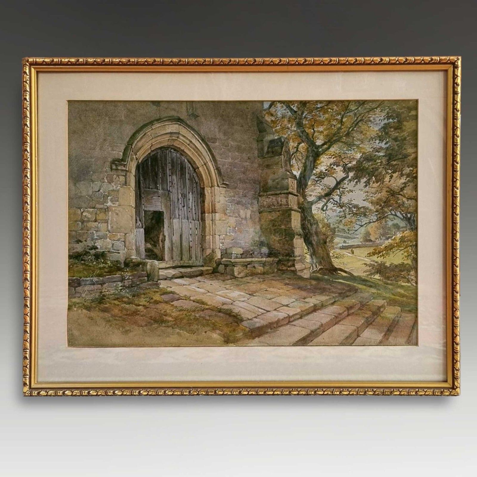 Antique Watercolour British Joseph J Jenkins (1811 1885) Haddon Hall  60 X 46cm