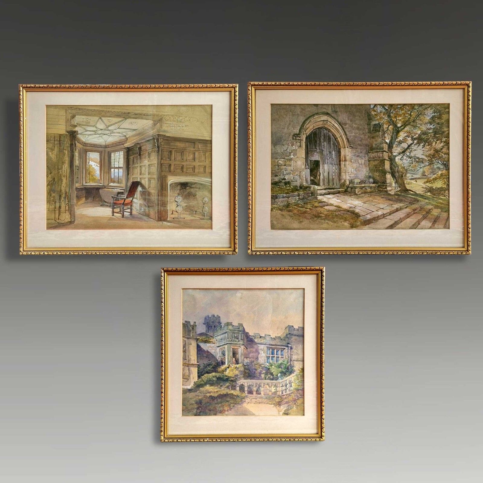 Antique Watercolour British Joseph J Jenkins (1811 1885) Haddon Hall  60 X 46cm photo 445.0